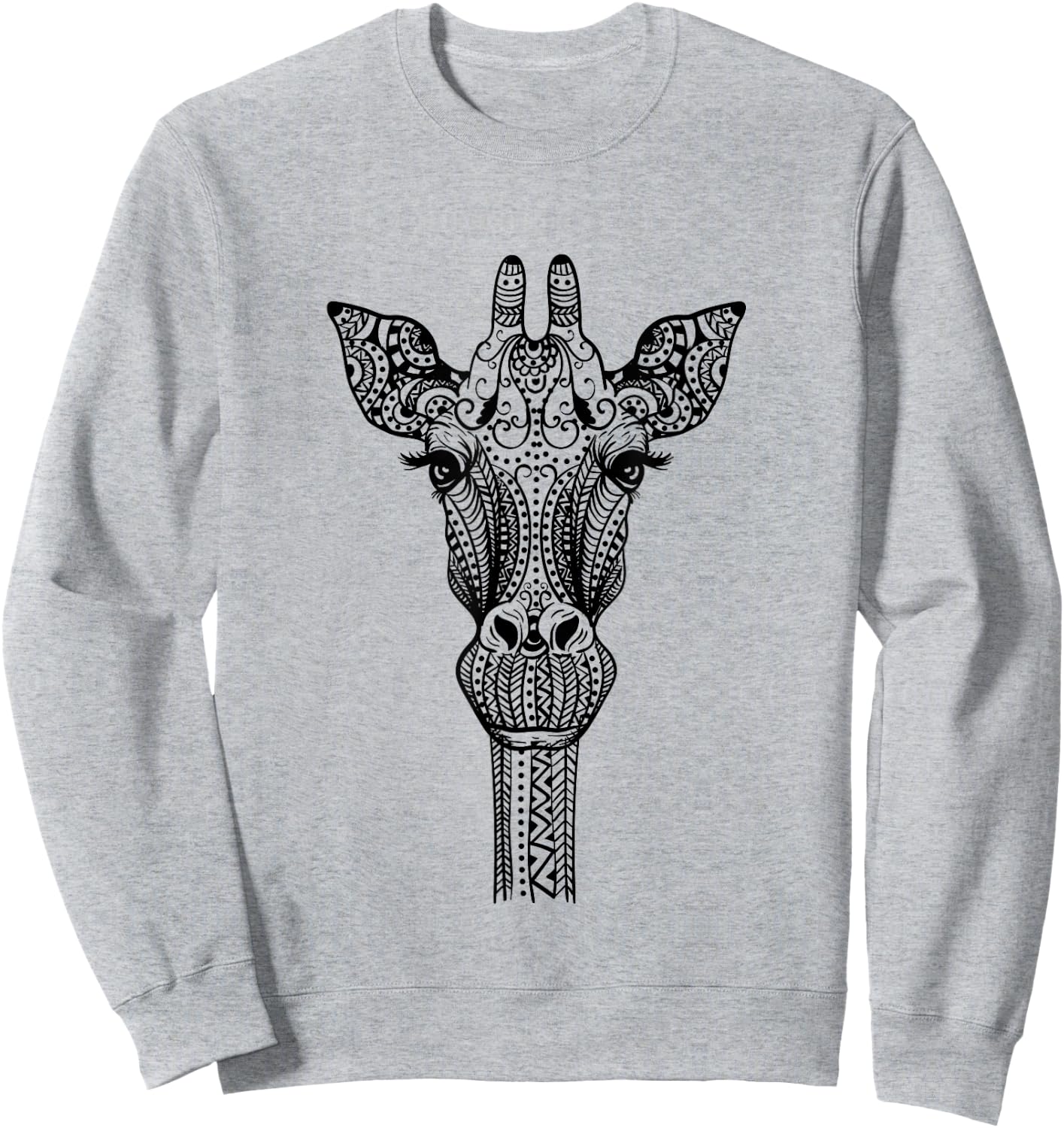 Yoga Giraffe Giraffe Mandala Ganesha Chakra Tribal Woman Sweatshirt - Sweatshirt | Ash