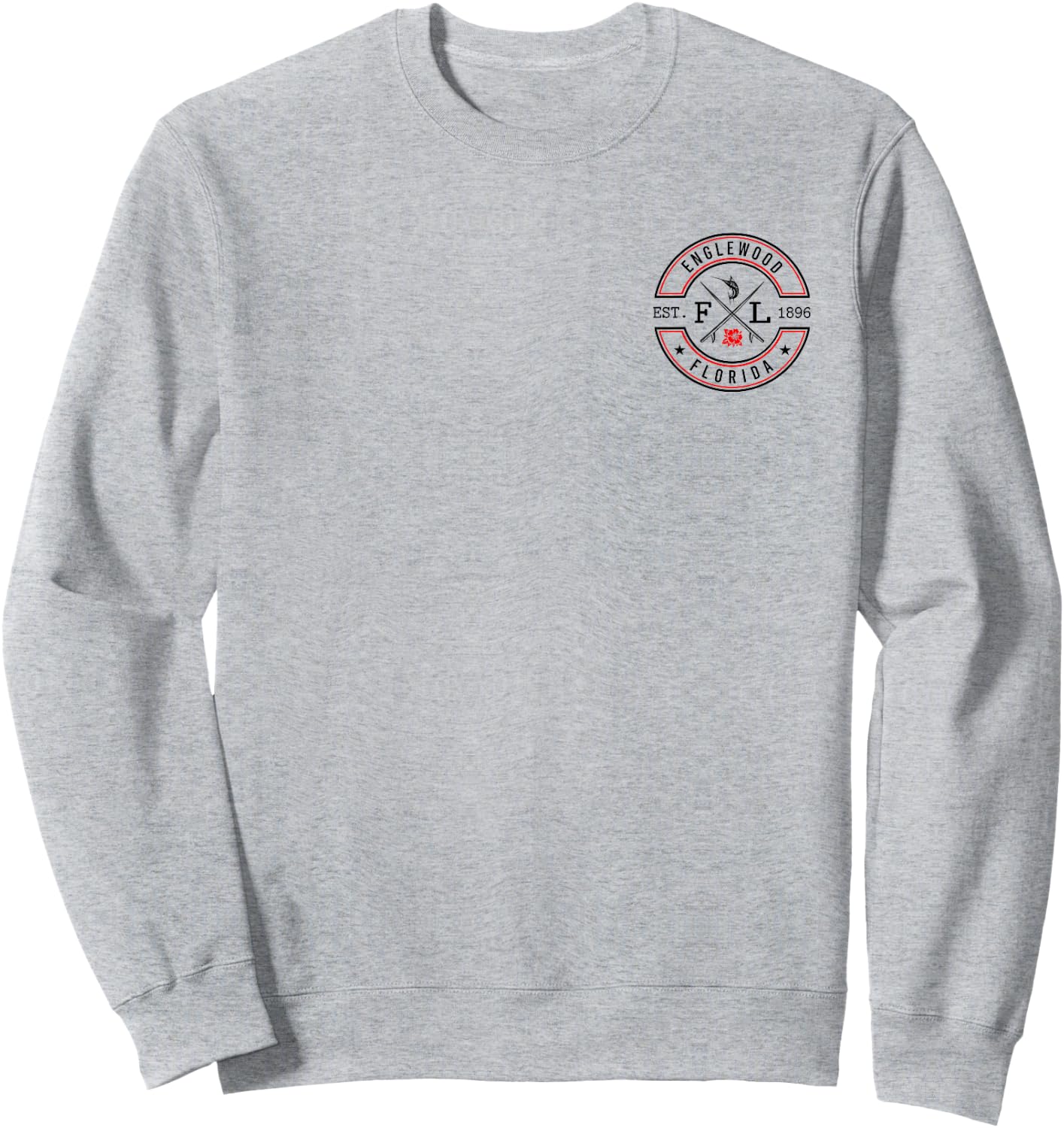 Englewood Florida FL Retro Surfer Beach Front & Back Sweatshirt - Sweatshirt | Ash