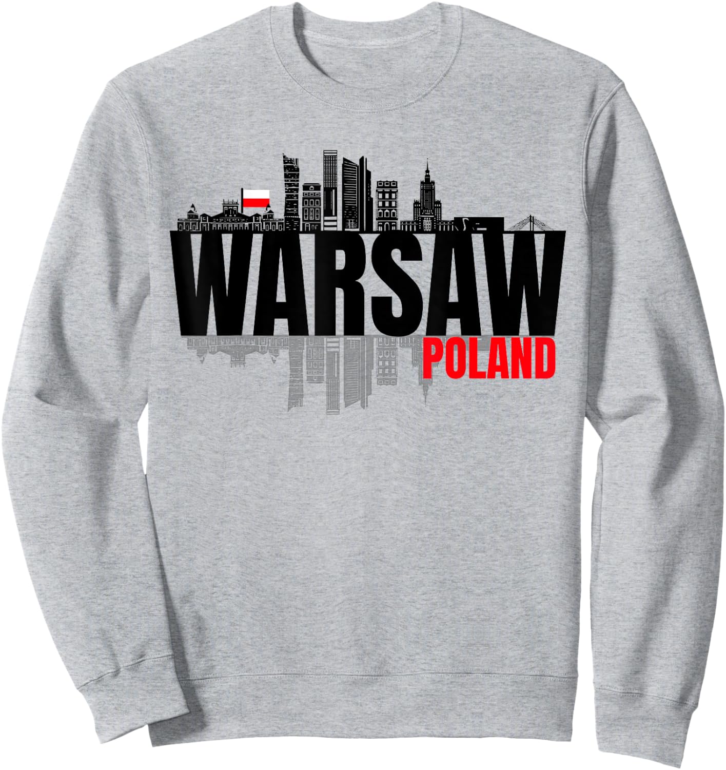Warsaw Poland Skyline Warszawa Polska Polish Roots Fest GIft Sweatshirt - Sweatshirt | Ash