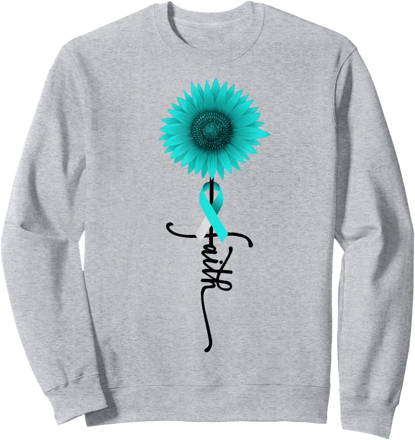 Cervical Cancer Sunflower Faith Cervical Cancer Awareness Sweatshirt - Sweatshirt | Ash