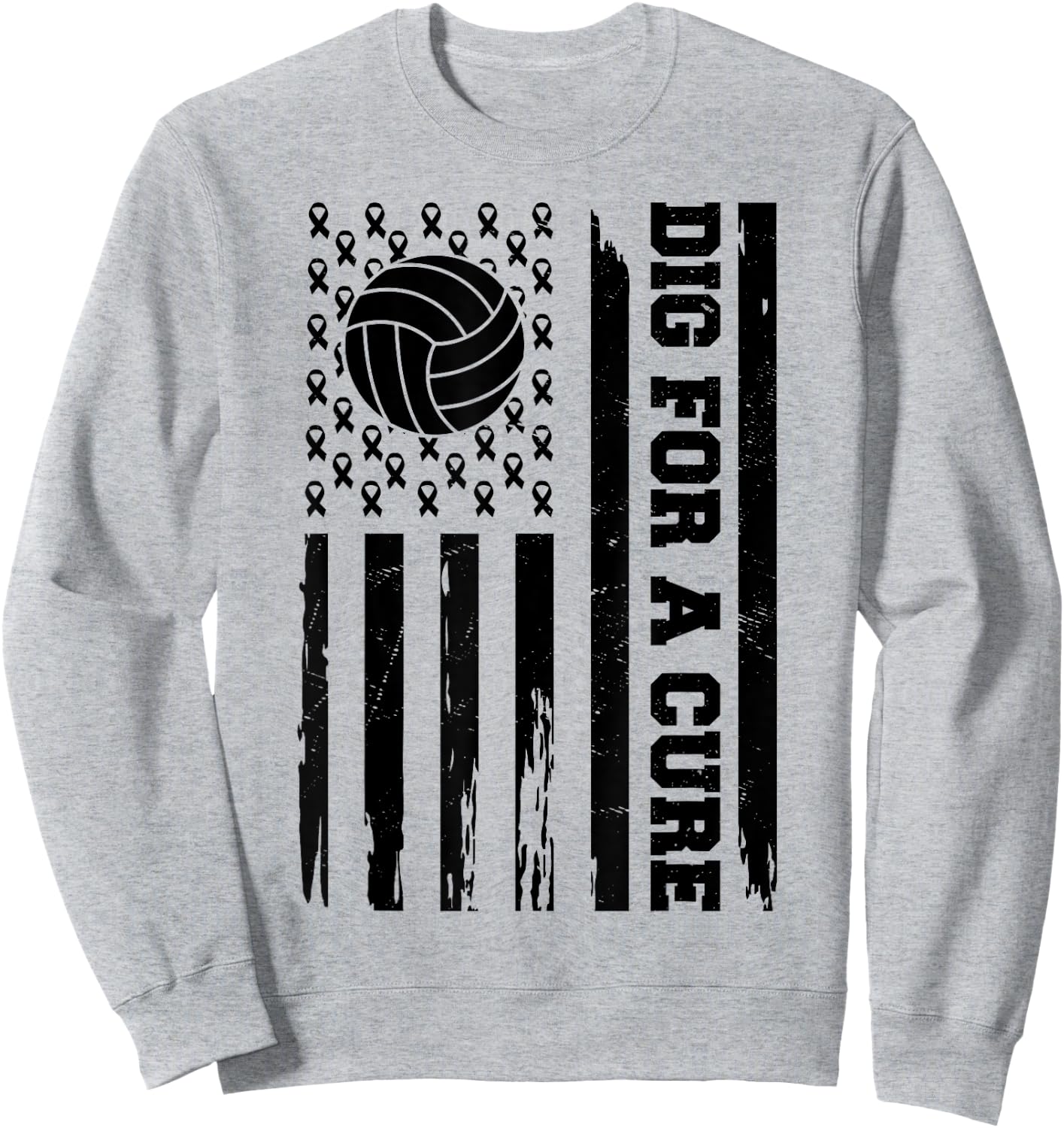 Dig For A Cure Breast Cancer Awareness Volleyball Pink Sweatshirt - Sweatshirt | Ash