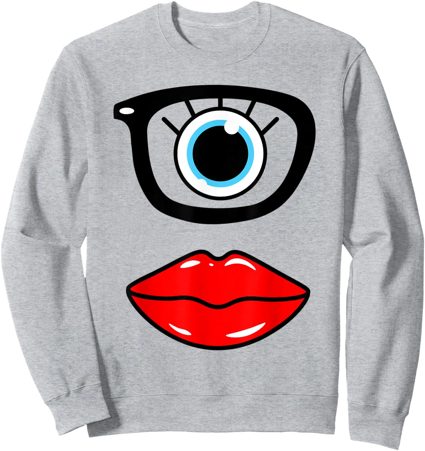 Monster Face Wearing Nerd Glasses Costume Birthday Halloween Sweatshirt - Sweatshirt | Ash