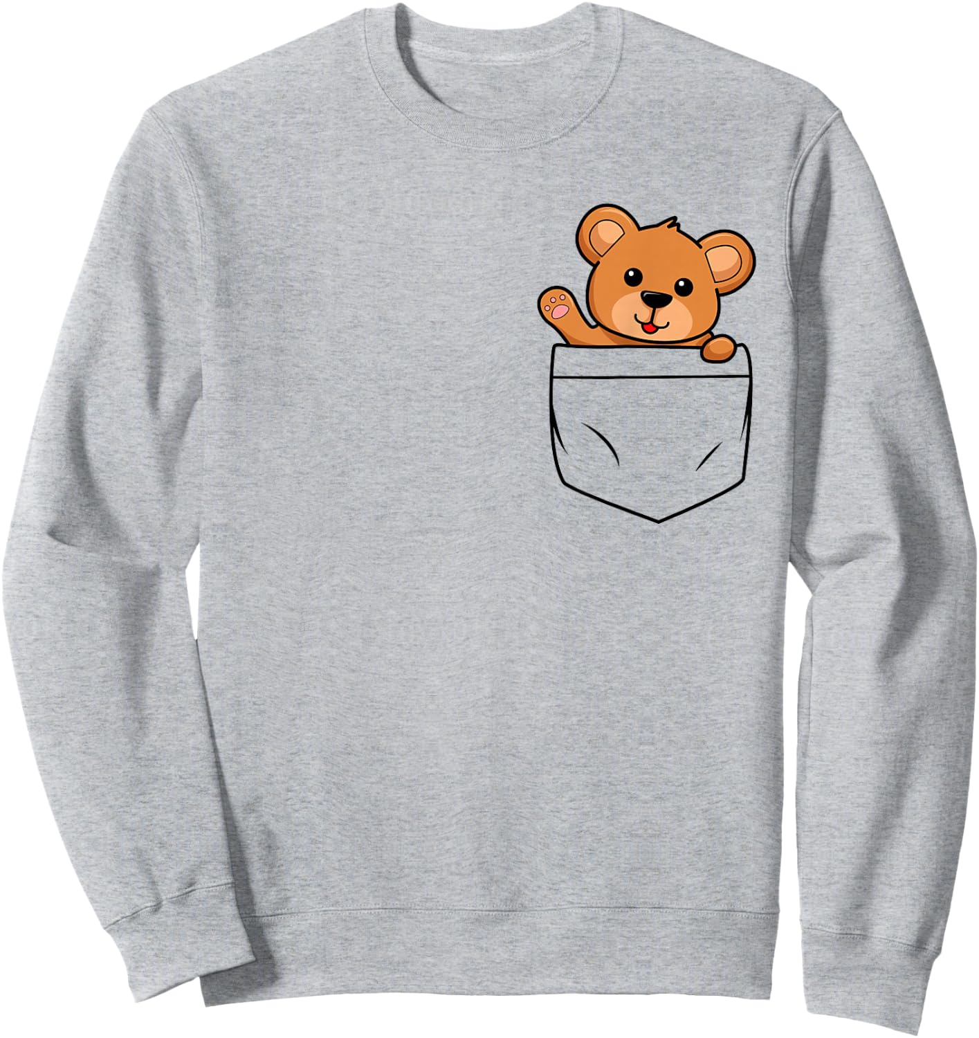 Teddy Bear in Breast Pocket Funny Cute Bears Men Women Kids Sweatshirt - Sweatshirt | Ash