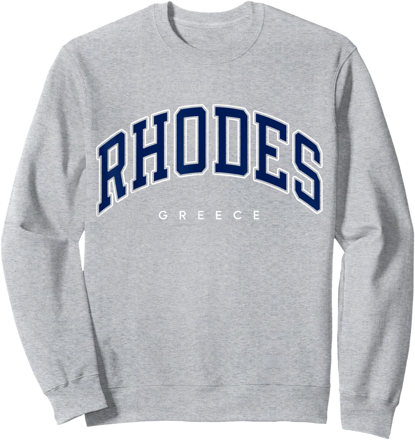 Rhodes Greece Varsity Style Navy Text Sweatshirt - Sweatshirt | Ash
