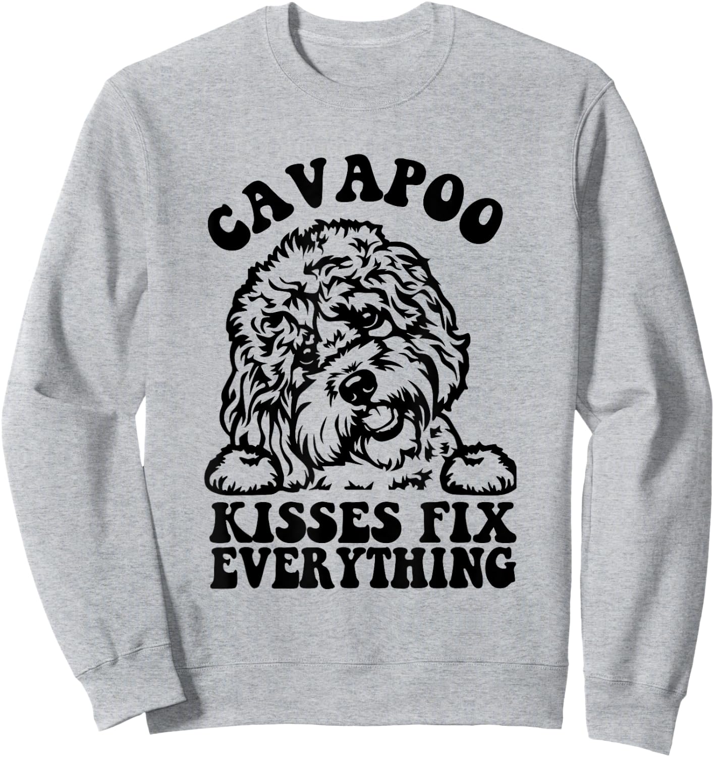 Cavapoo Kisses Fix Everything - Cavapoo Dog Mom Mother's Day Women Girls Kids Sweatshirt - Sweatshirt | Ash