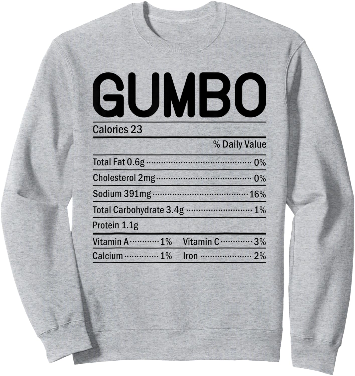 Thanksgiving Christmas Food Facts Gumbo Nutrition Sweatshirt - Sweatshirt | Ash