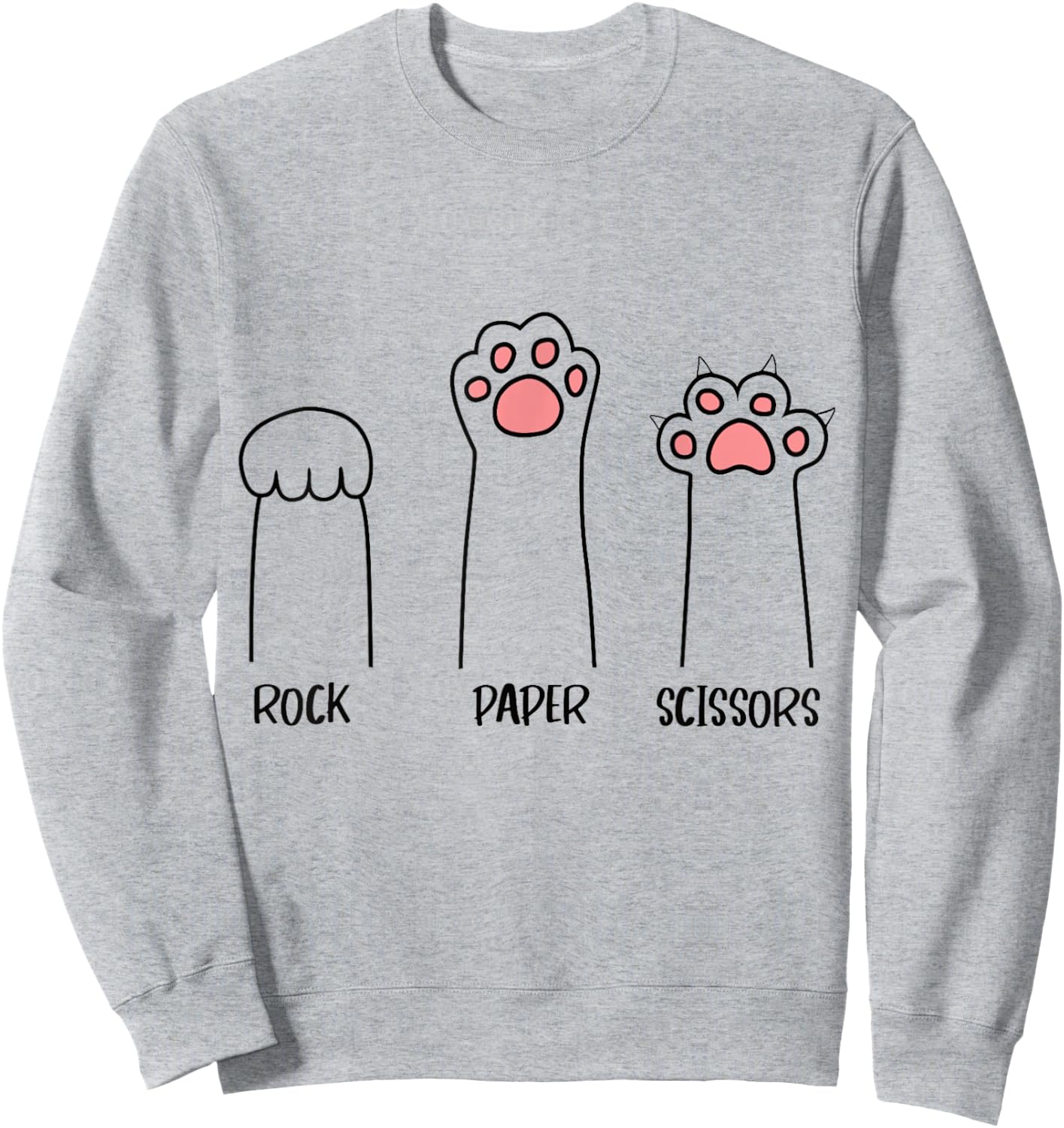 Rock Paper Scissors Hand Game Cute Paw Funny Cat Women Kids Sweatshirt - Sweatshirt | Ash