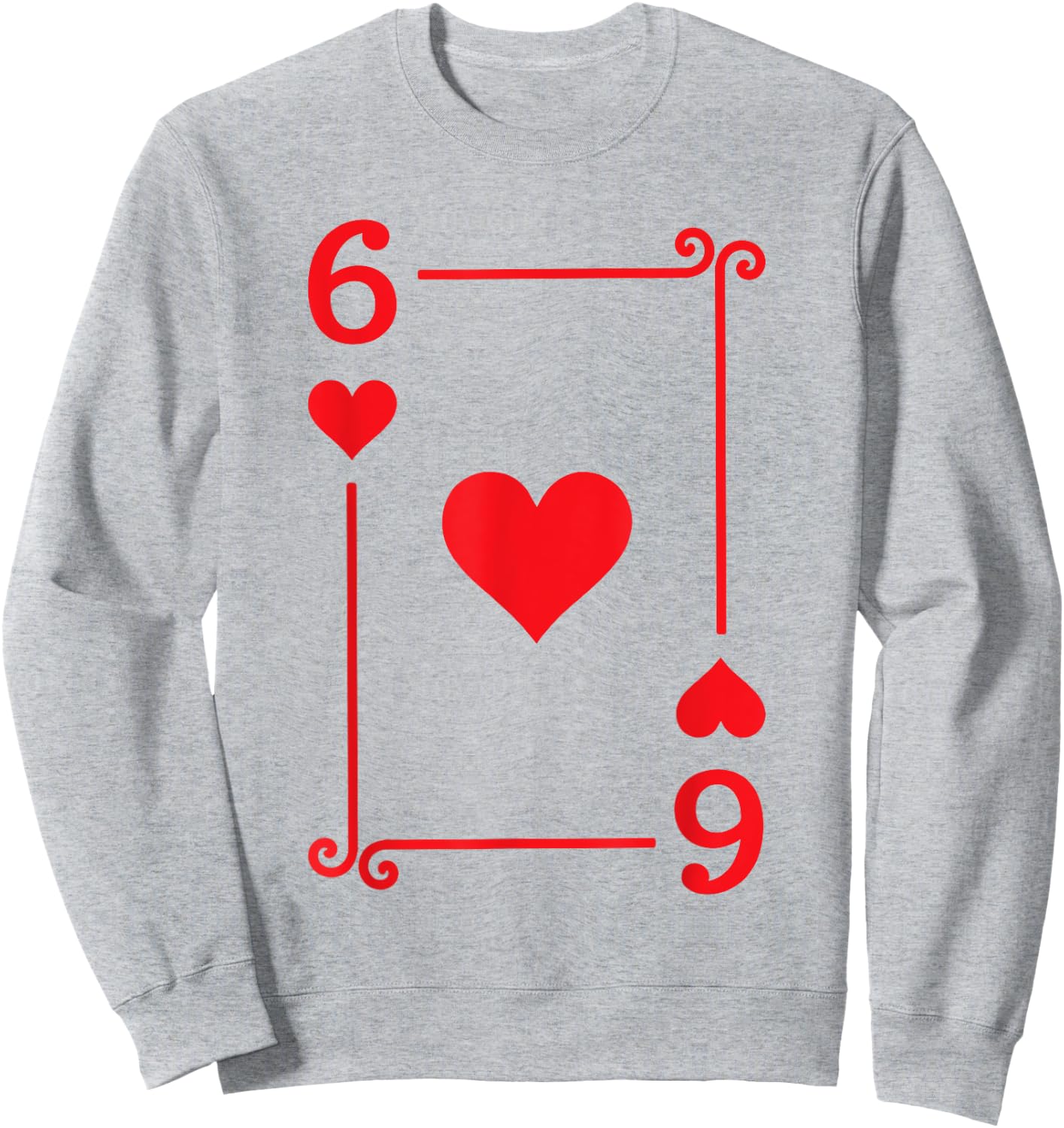 Playing Card Costume - 6 Hearts Card - Six Card Sweatshirt - Sweatshirt | Ash