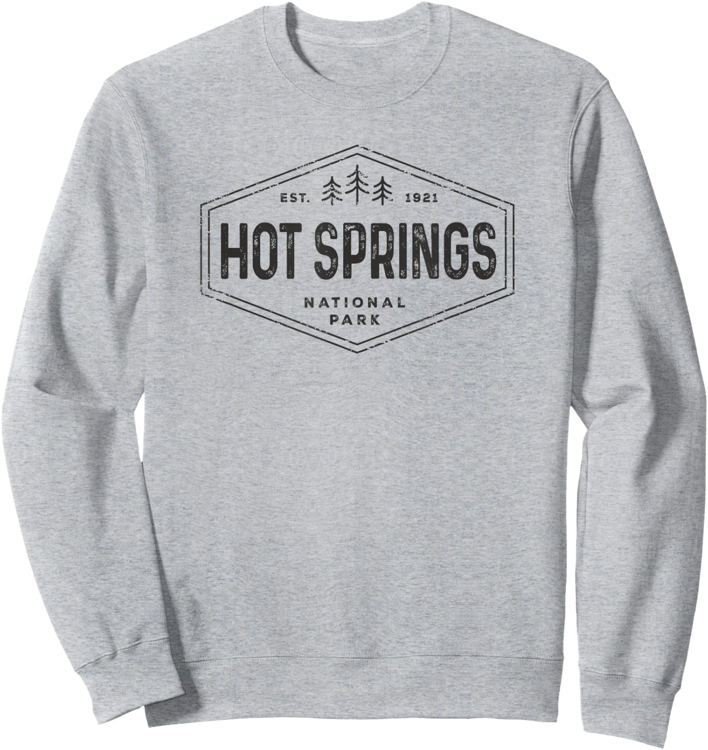 Hot Springs National Park Shirt Retro Tree Badge Hiking Sweatshirt - Sweatshirt | Ash