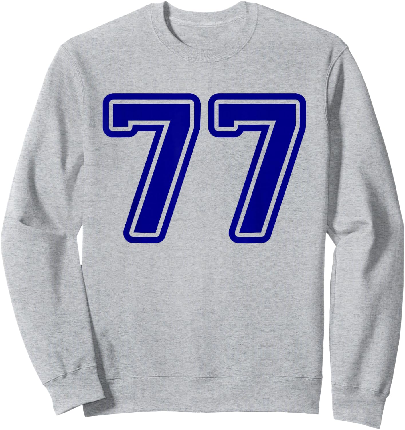 Number #77 Blue Sports Team Varsity Number 77 Sweatshirt - Sweatshirt | Ash