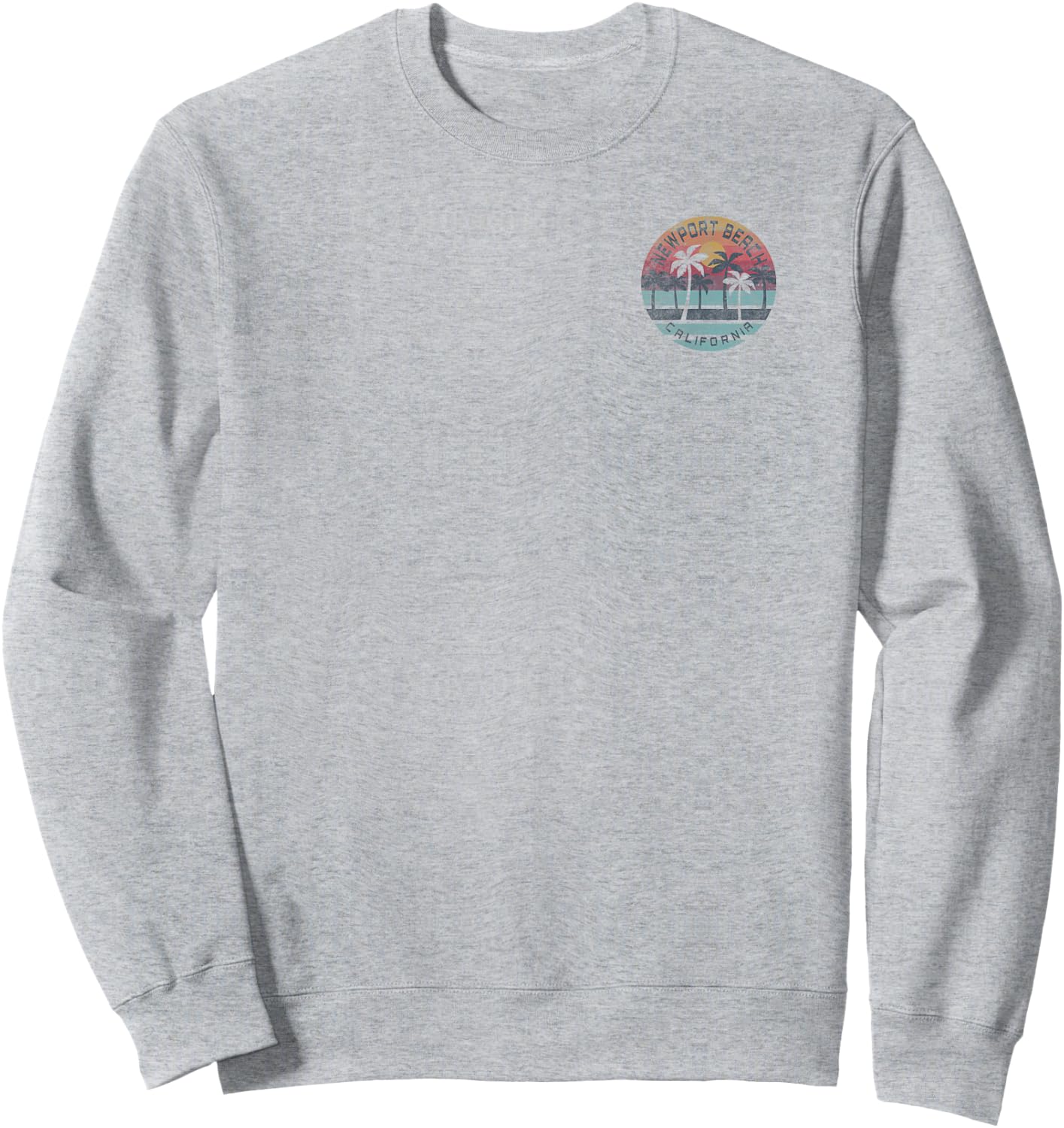 Newport Beach, California Palm Tree Graphic Sweatshirt - Sweatshirt | Ash