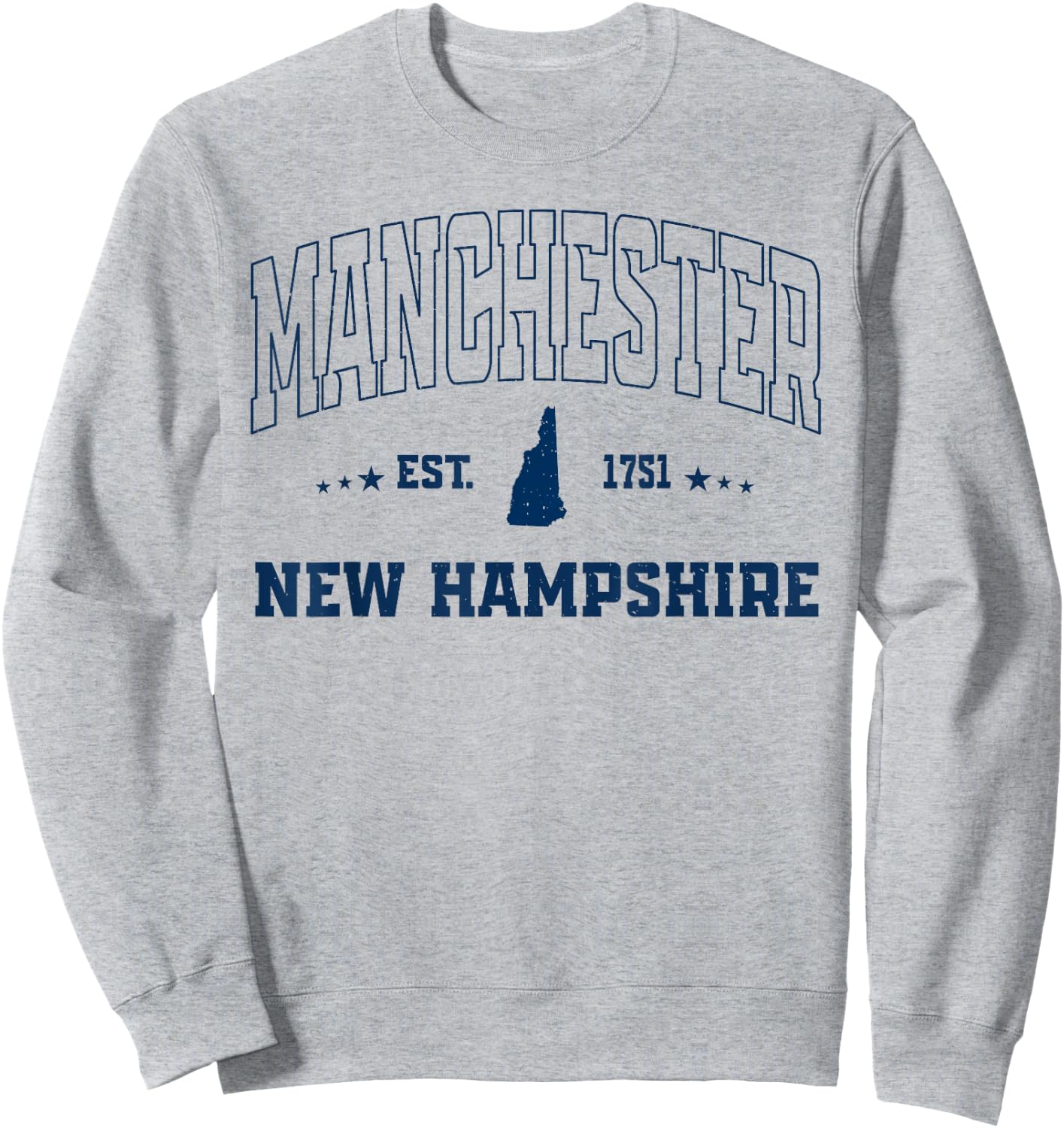 Vintage Manchester New Hampshire NH Navy Sports Athletic Sweatshirt - Sweatshirt | Ash