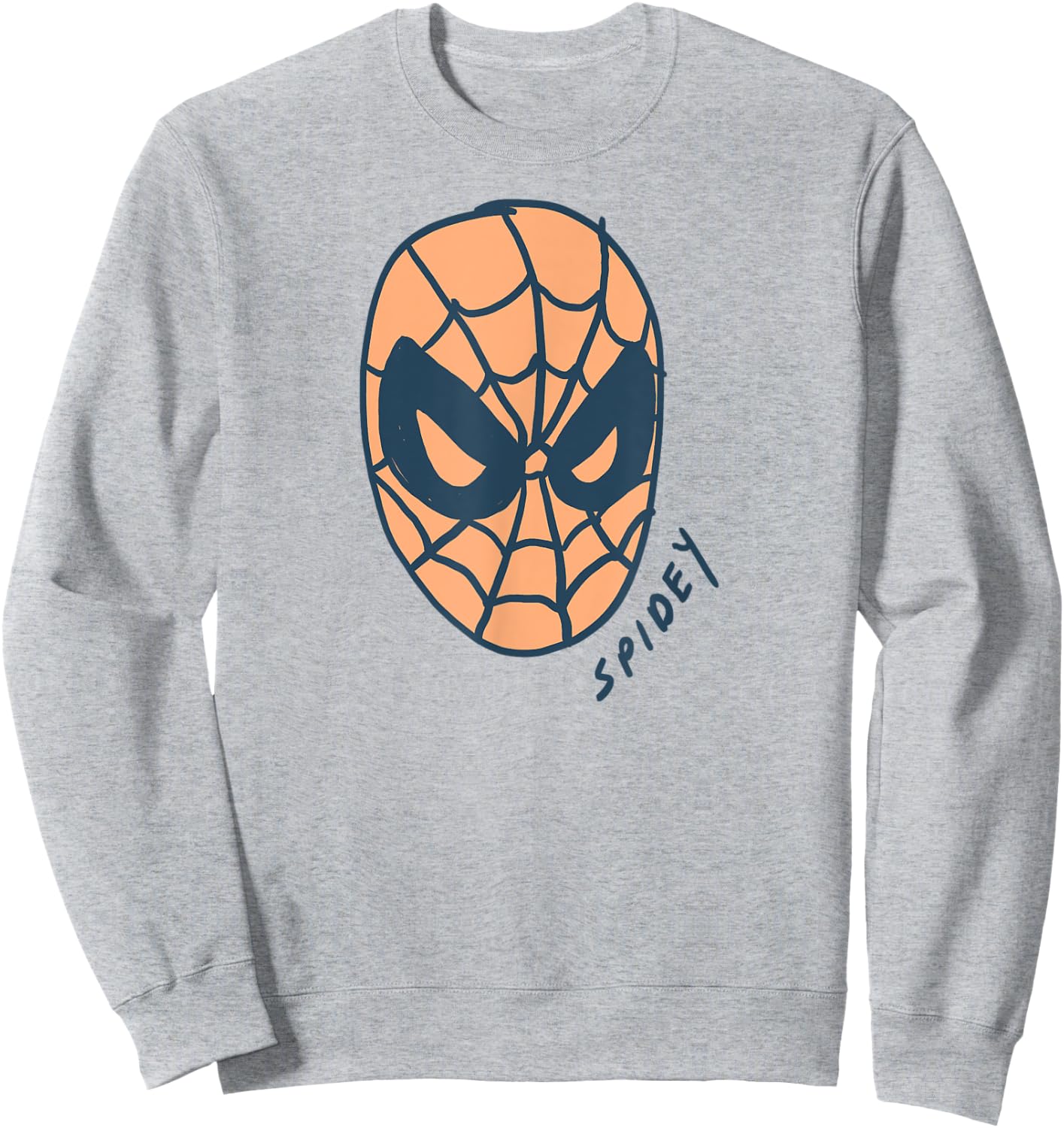 Amazon Essentials Men's MARVEL SPIDER-MAN SPIDEY MASK , White, Small Sweatshirt - Sweatshirt | Ash