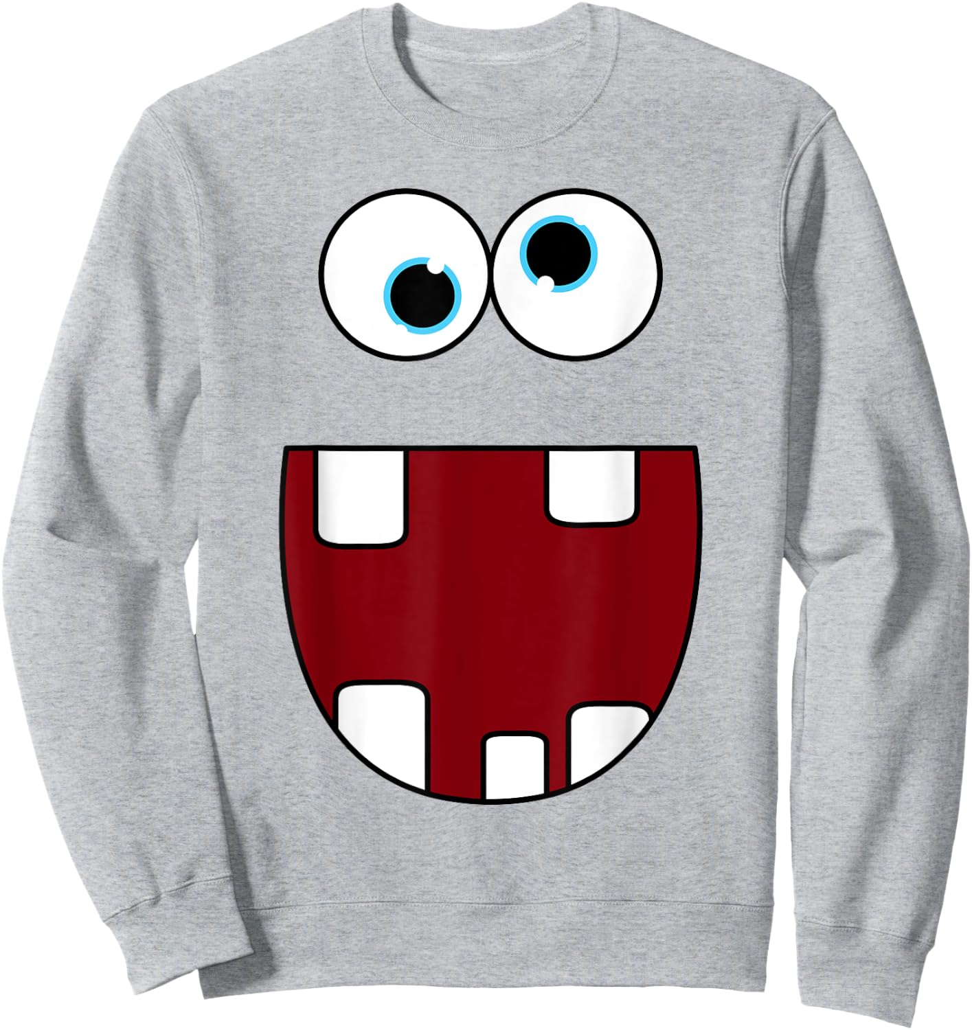Funny Silly Monster Face Smiling Easy Halloween Costume Sweatshirt - Sweatshirt | Ash