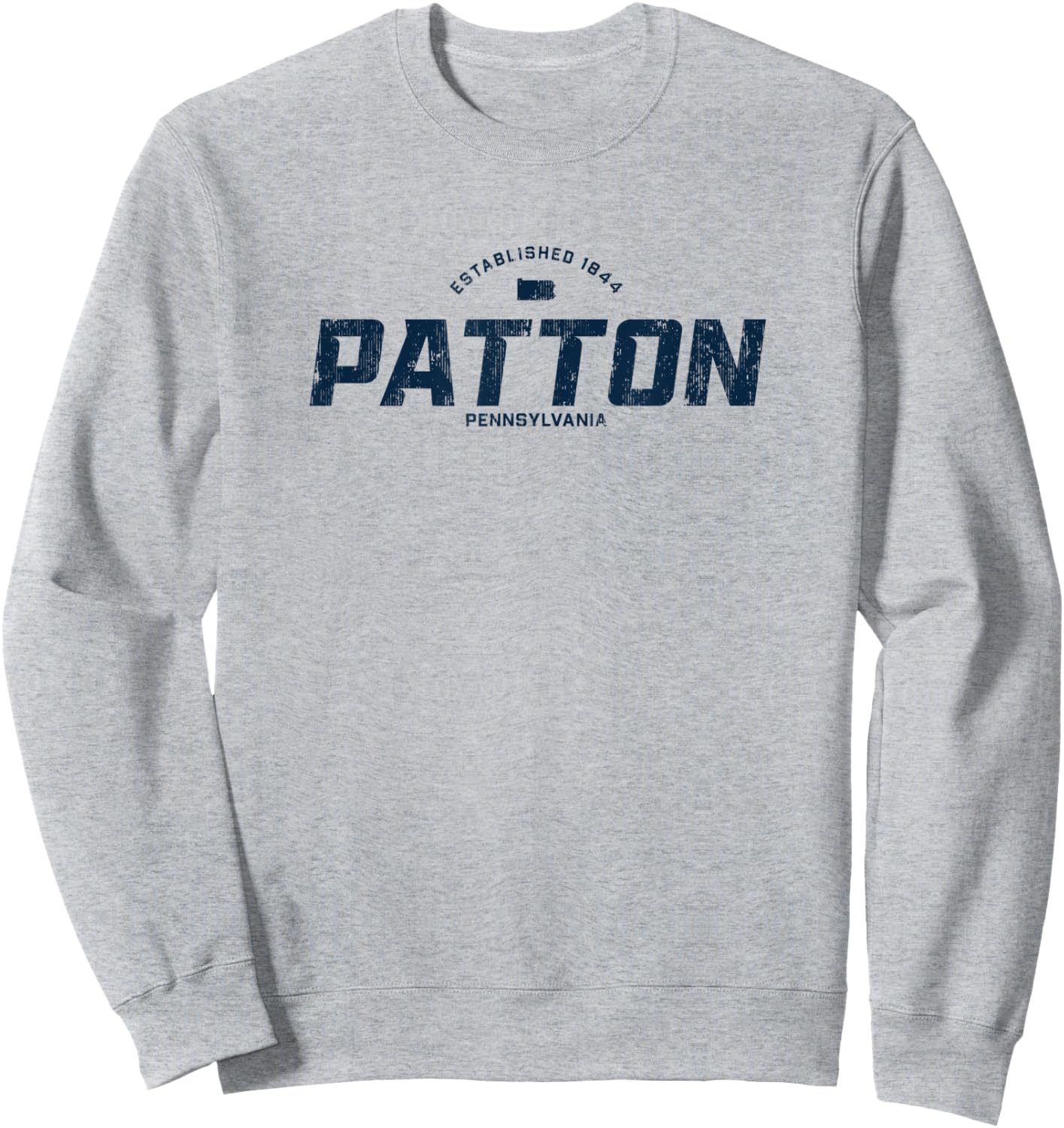 Patton Pennsylvania PA Vintage Athletic Navy Sports Logo Sweatshirt - Sweatshirt | Ash