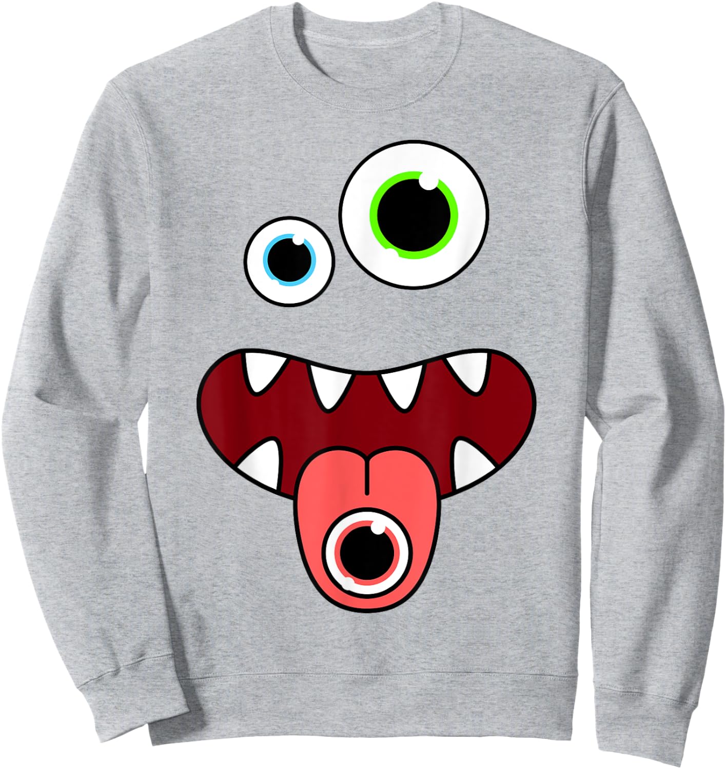 Funny Silly Monster Face Easy Birthday Halloween Costume Sweatshirt - Sweatshirt | Ash