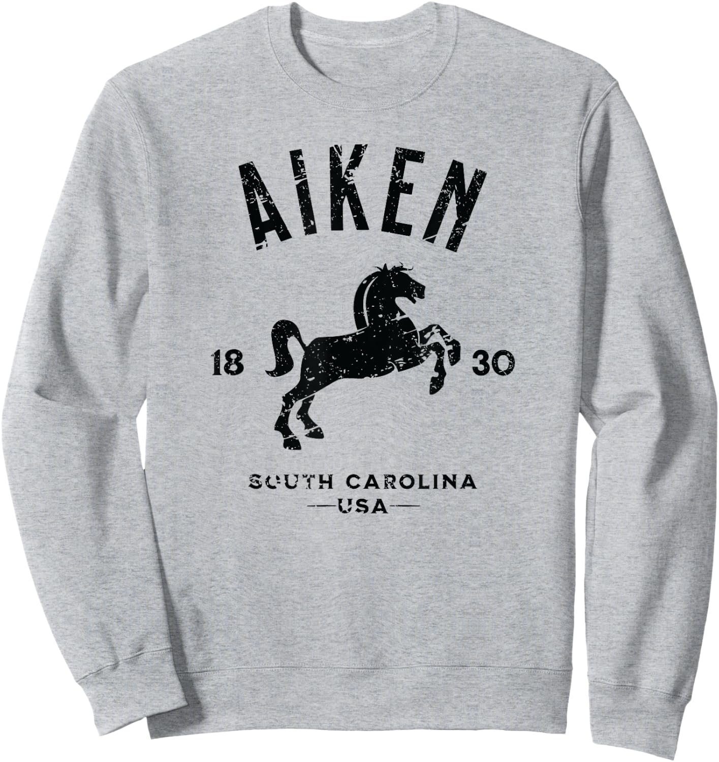 Aiken South Carolina USA Equestrian Horse Distressed Design Sweatshirt - Sweatshirt | Ash