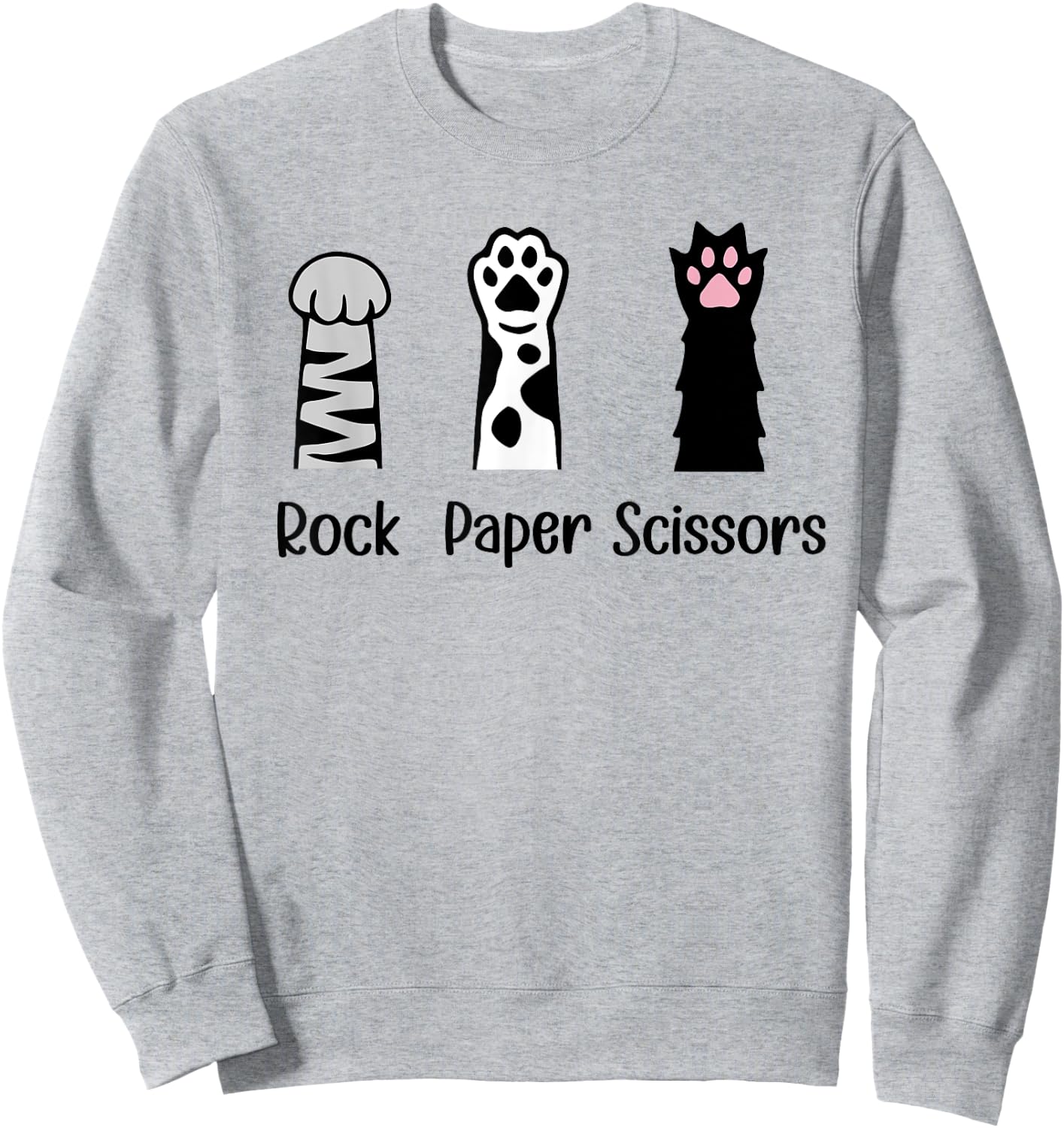 Introvert Cat Animal Rescue Pet Lover Gifts ROCK PAPER SCISSORS Hand Game Cute Paw Funny Cat Lover Sweatshirt - Sweatshirt | Ash