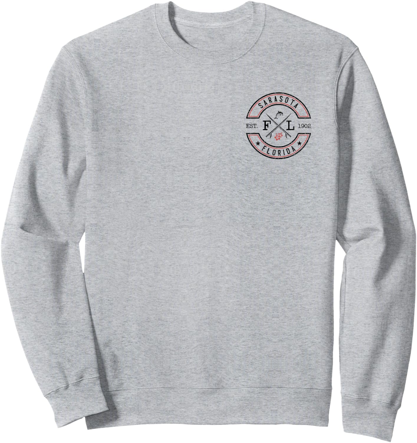 Sarasota Florida FL Retro Surfer Front & Back Sweatshirt - Sweatshirt | Ash