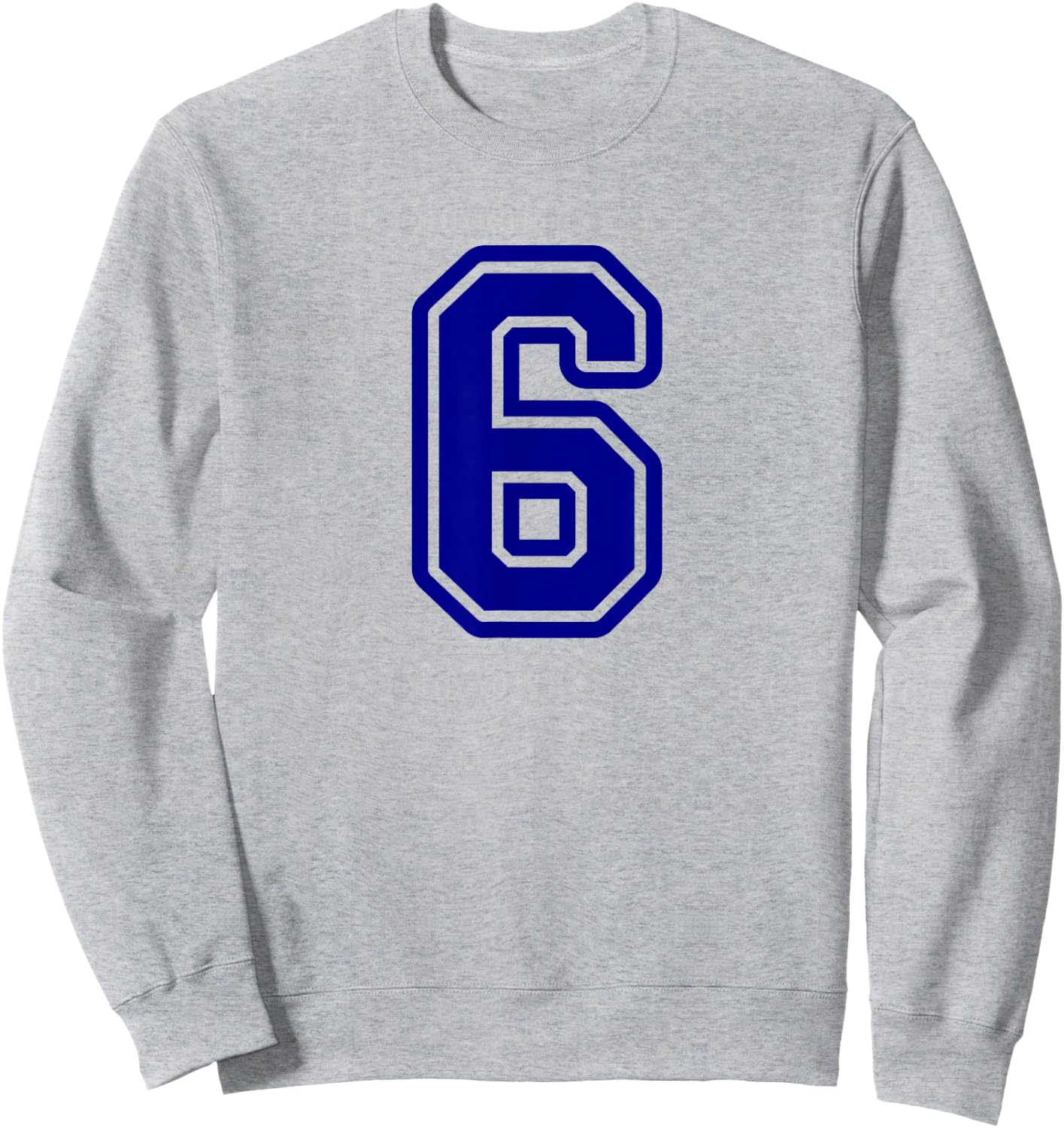 Blue Sports Team Number #6 Sweatshirt - Sweatshirt | Ash