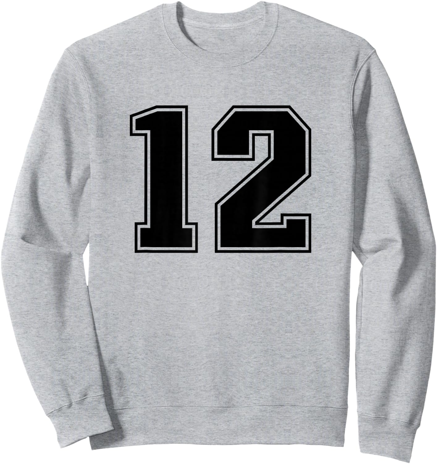 Black Sports Team Number #12 Sweatshirt - Sweatshirt | Ash