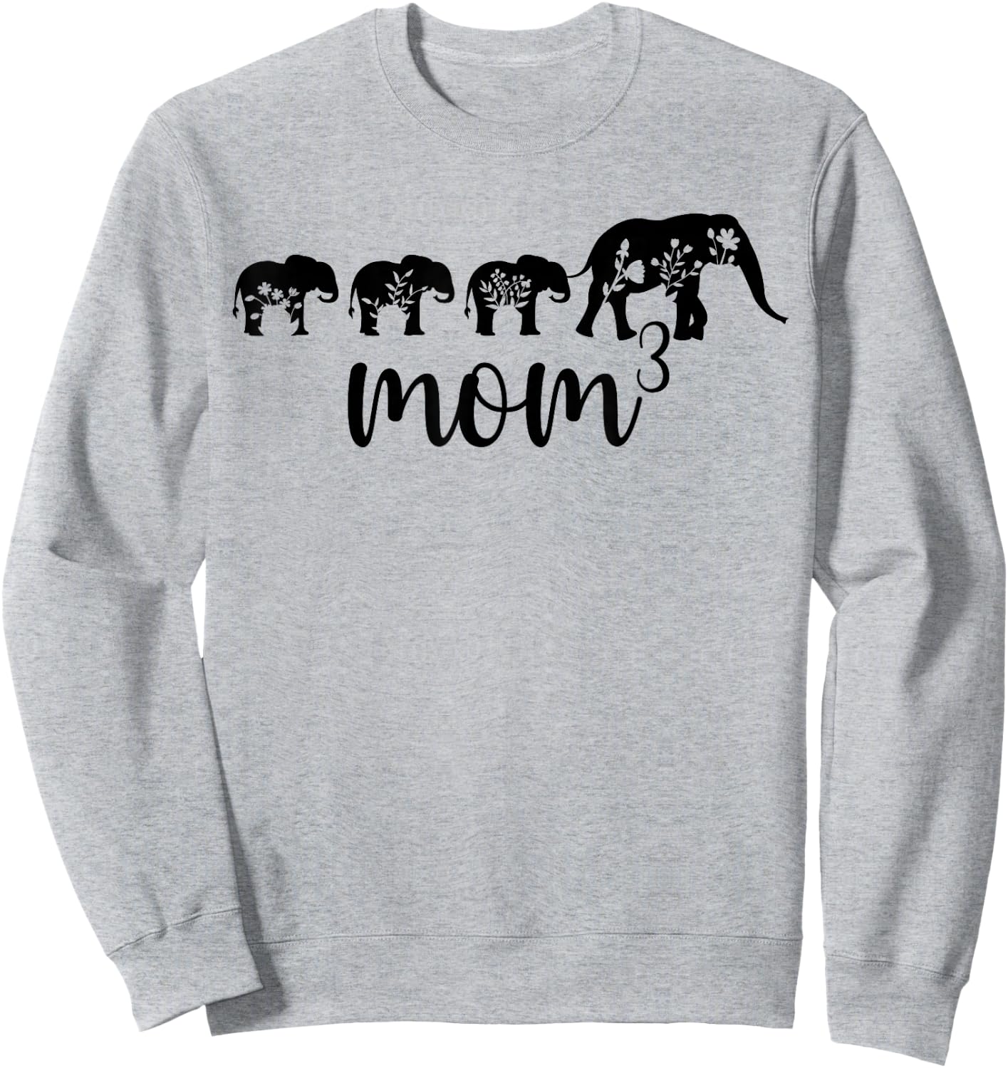 Mom Of Three Elephant Triplet Mom Of 3 Mama Of Three Sweatshirt - Sweatshirt | Ash