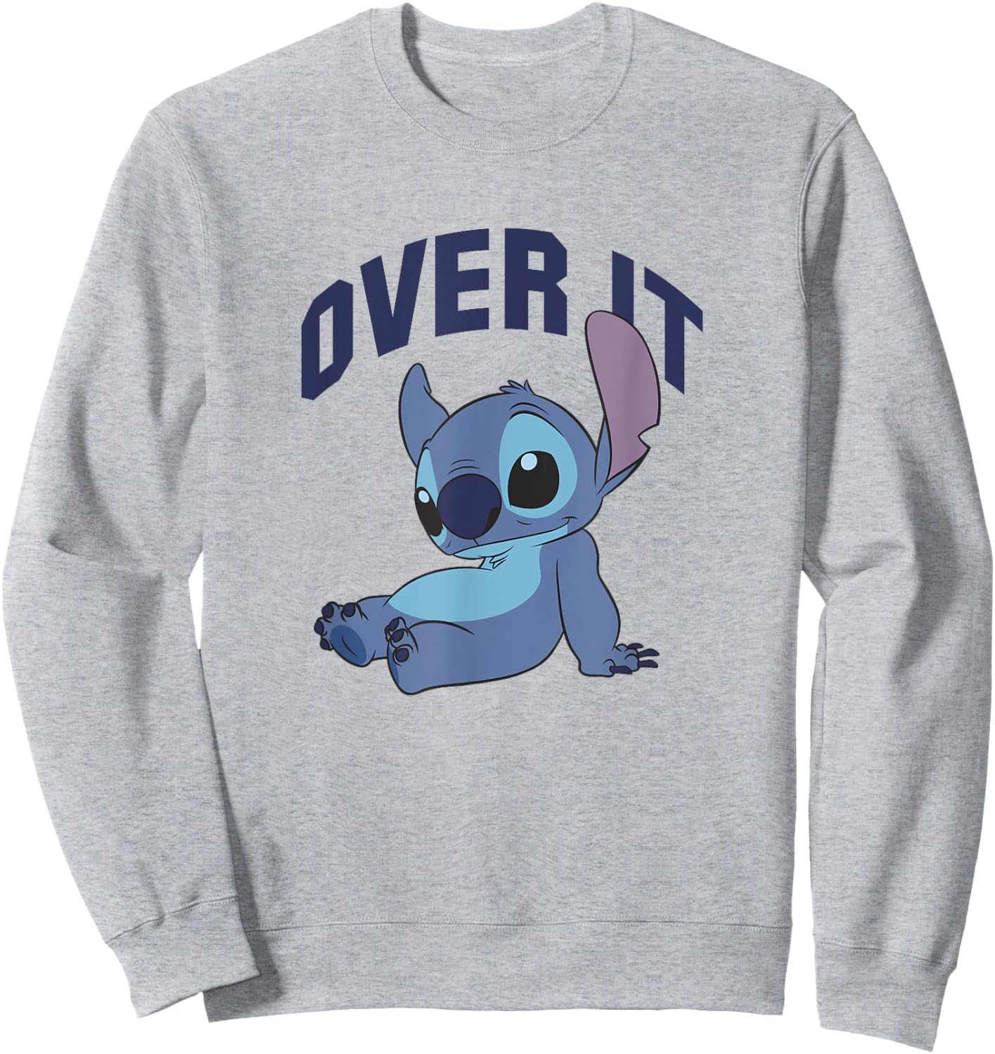Disney Lilo & Stitch Over It Not In The Mood Big Chest Logo Sweatshirt - Sweatshirt | Ash