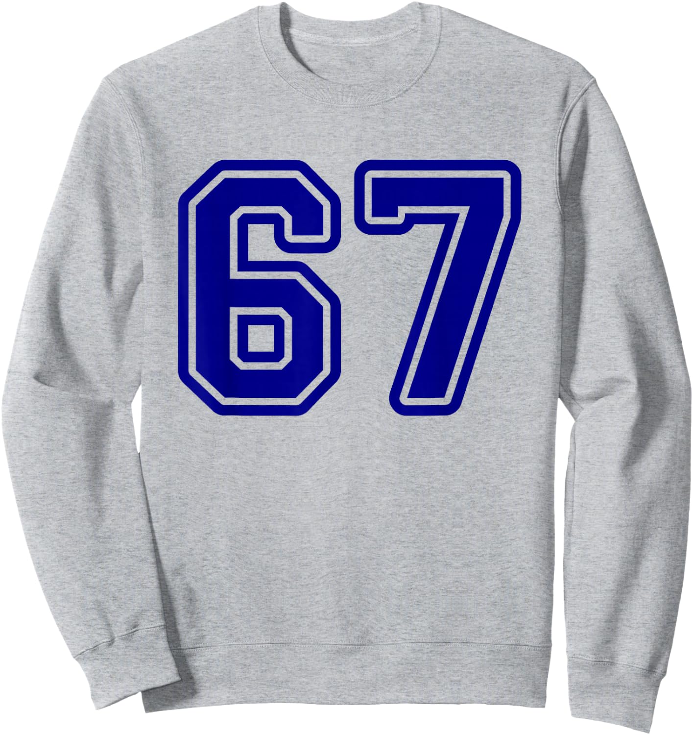 Blue Sports Team Number #67 Sweatshirt - Sweatshirt | Ash