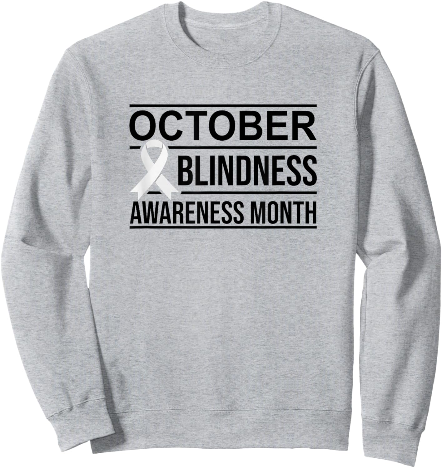 White Ribbon Blindness Awareness Sweatshirt - Sweatshirt | Ash