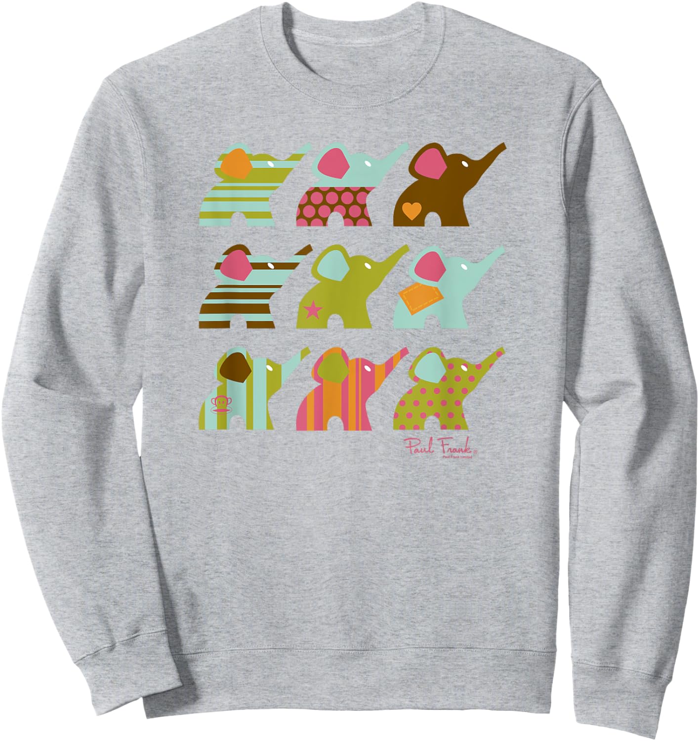 Paul Frank Ellie The Elephant Grid Poster Sweatshirt - Sweatshirt | Ash