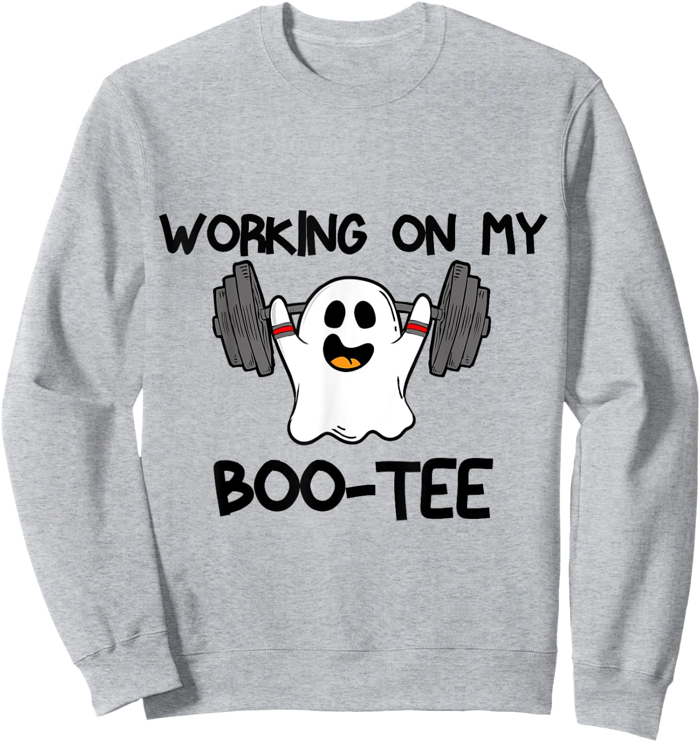 Working On My Booty Boo Ty Funny Halloween Gym Ghost Sweatshirt - Sweatshirt | Ash
