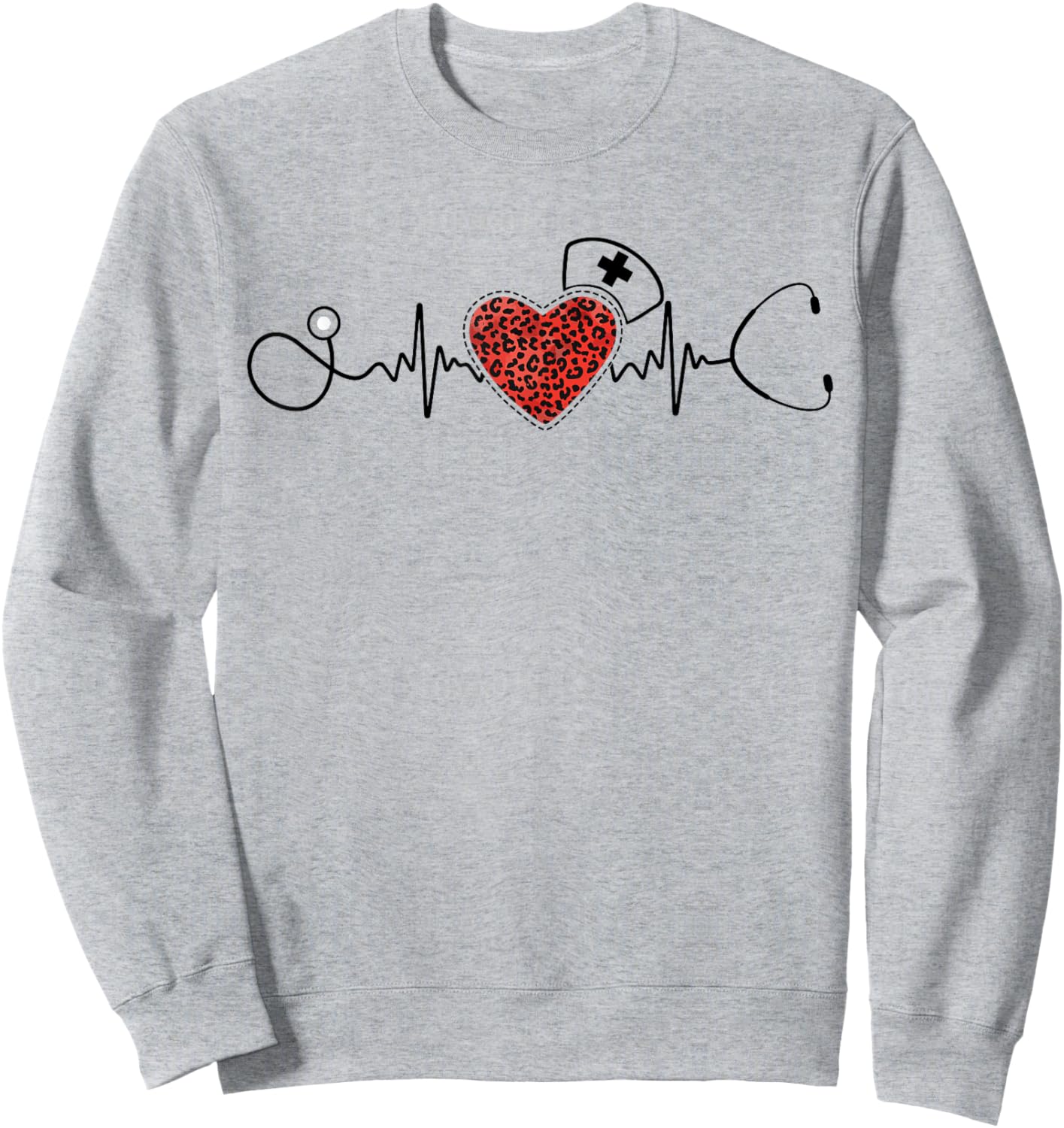 Nurse Shirts Nurse Shirt Blue Heart Pattern Classic Fit Pull On Small Sweatshirt - Sweatshirt | Ash