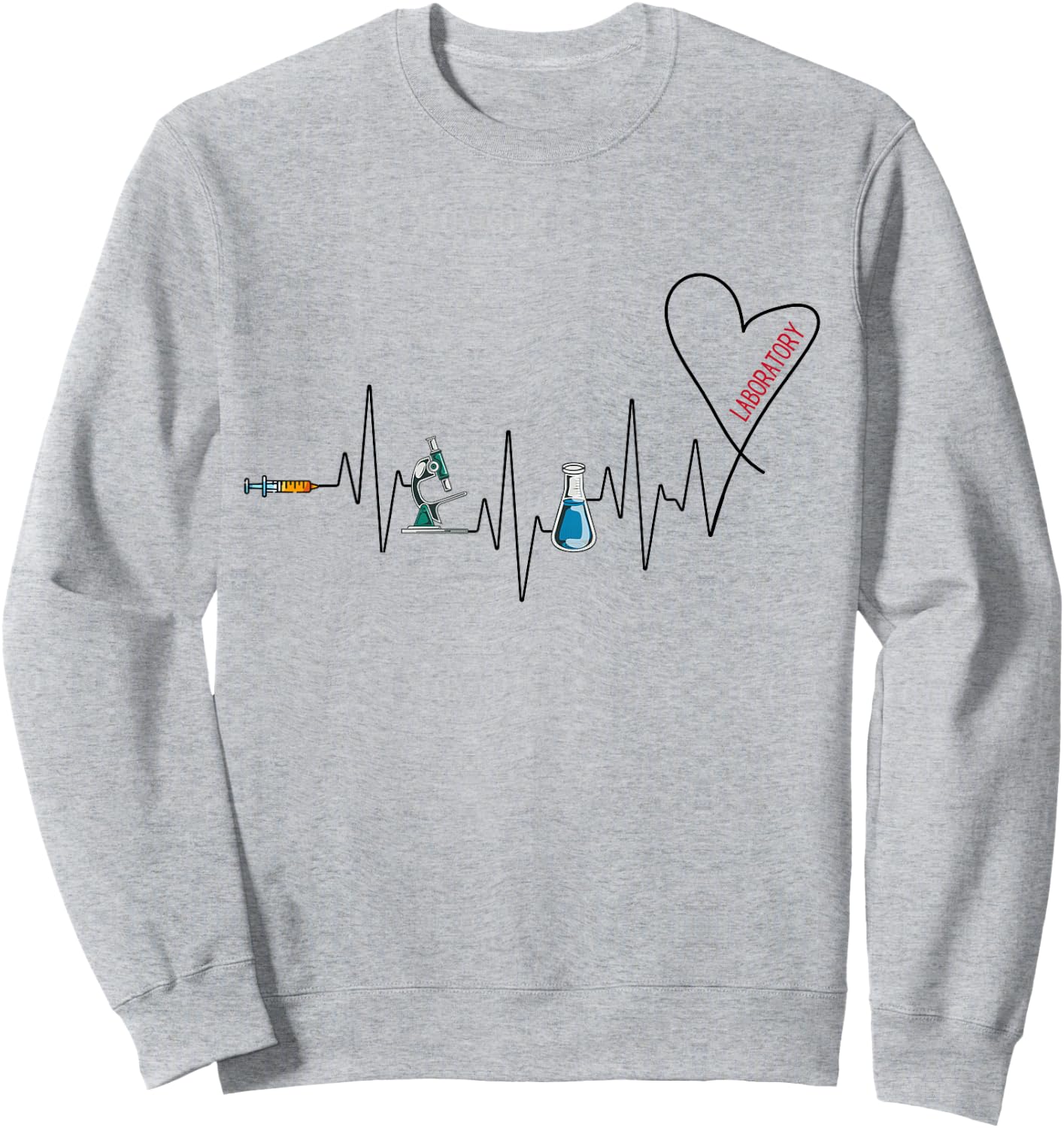 Laboratory Solving Medical Mysteries Women's Grey Hearts , Small, Short Sleeve, Classic Fit, Cotton 50% Polyester 50% Sweatshirt - Sweatshirt | Ash