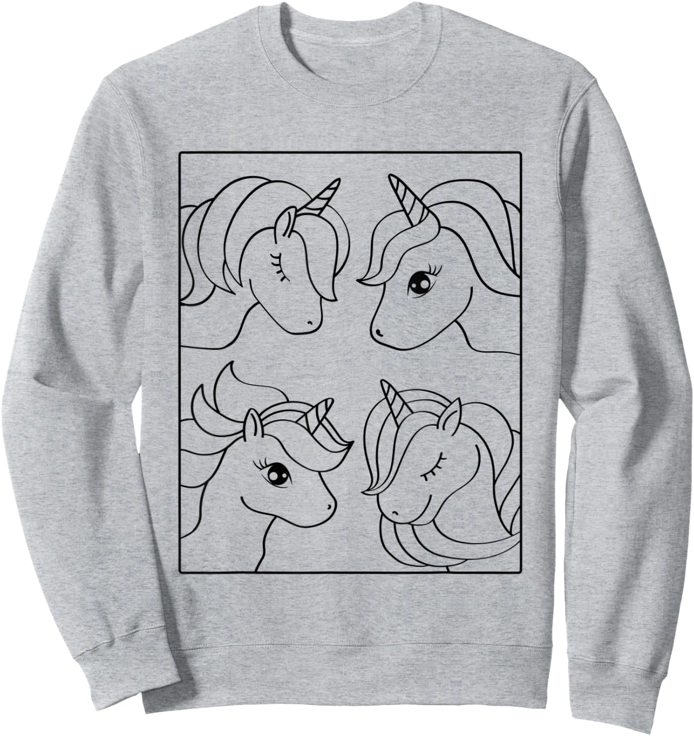 Coloring shirt DIY. Funny unicorns to paint on Sweatshirt - Sweatshirt | Ash