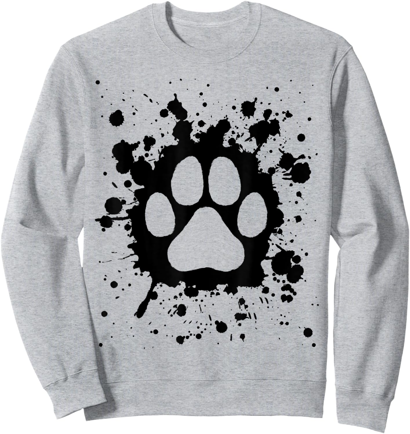 Cat Dog Paw Print Black Splatter Pet Lover Men Women Girls Kids Sweatshirt - Sweatshirt | Ash