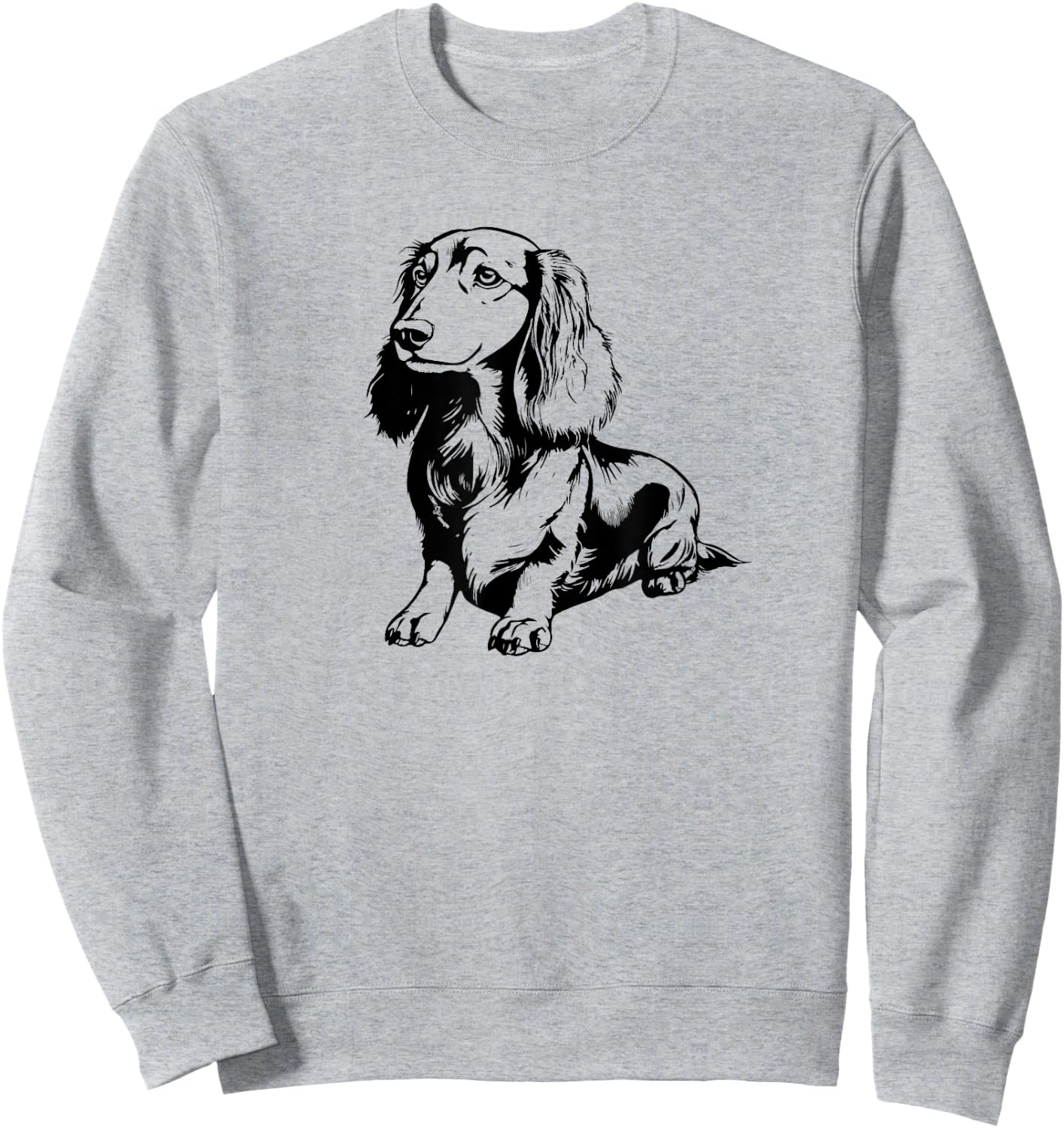 Retro Vintage Logo Long Haired Dachshund Lover Sweatshirt - Sweatshirt | Ash