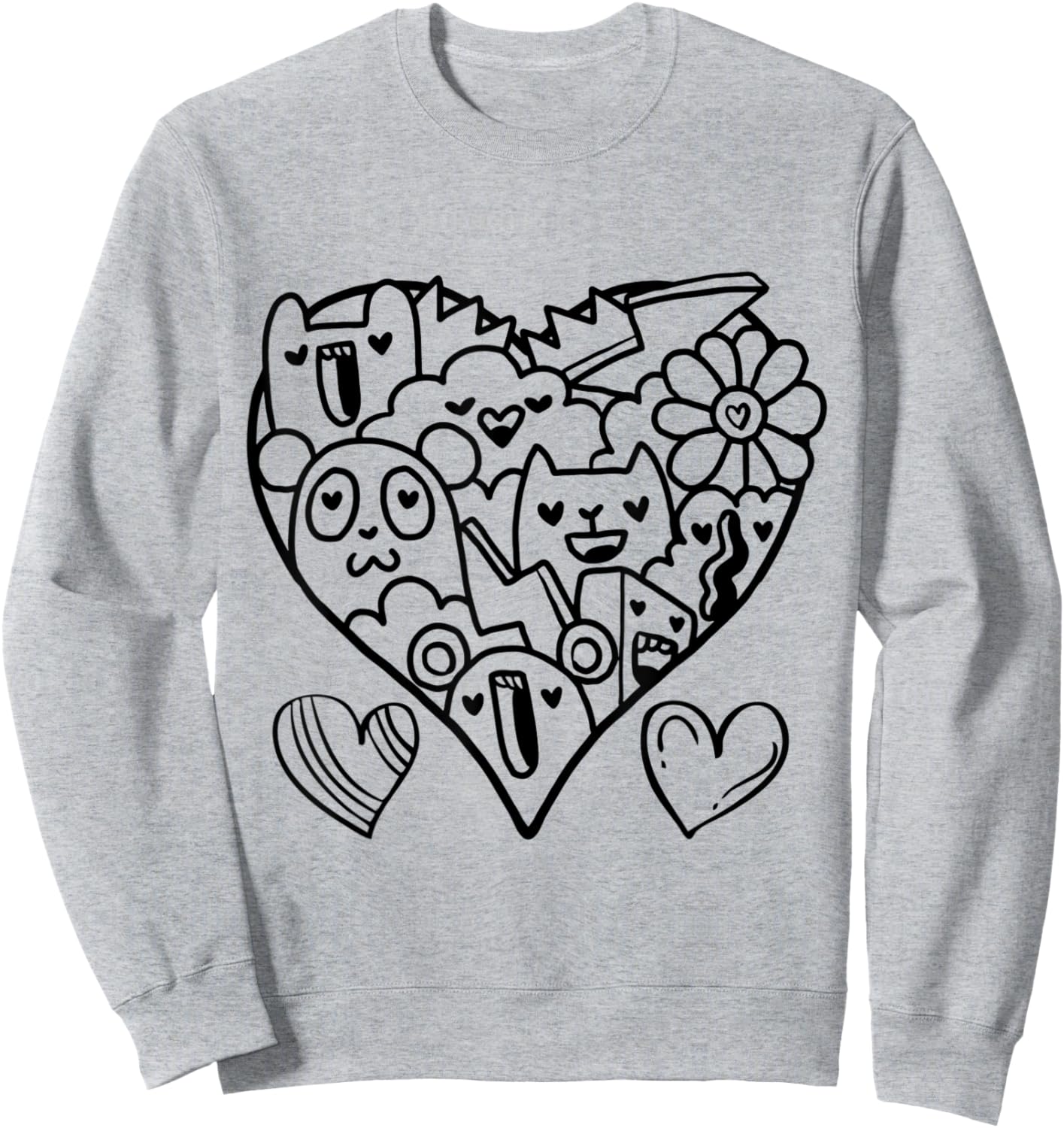 To Paint for Kids, Coloring Doodle Art Heart Sweatshirt - Sweatshirt | Ash