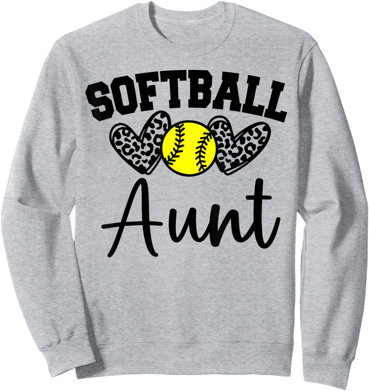 Personalized Softball Heart Cute Aunt Women Softball Sweatshirt - Sweatshirt | Ash