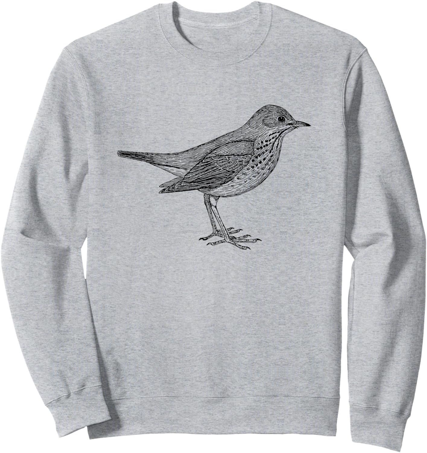 Hermit Thrush Bird Graphic Birdwatching Sweatshirt - Sweatshirt | Ash