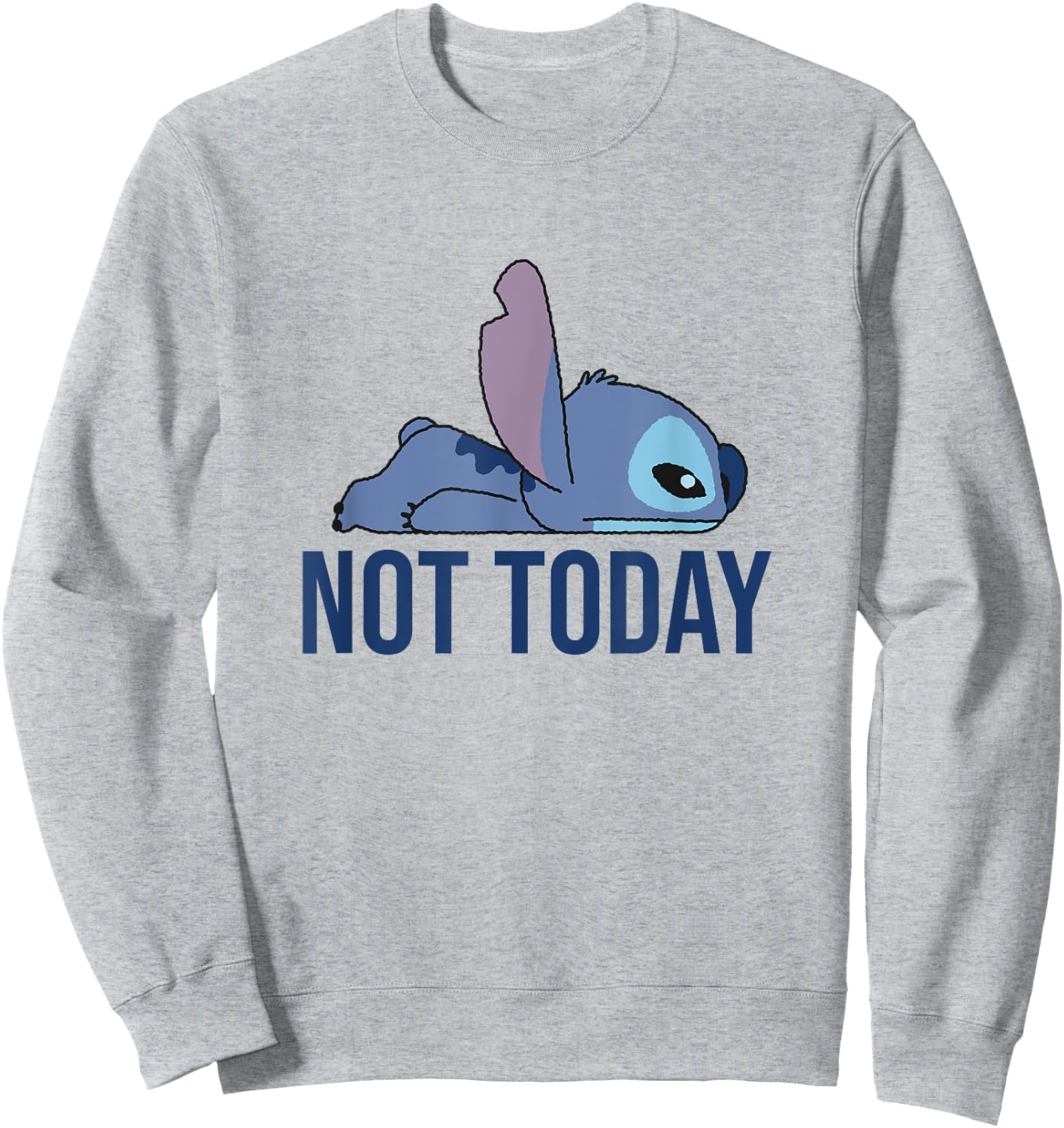 Disney Lilo & Stitch Not Today Lying Down Stitch Side View Sweatshirt - Sweatshirt | Ash