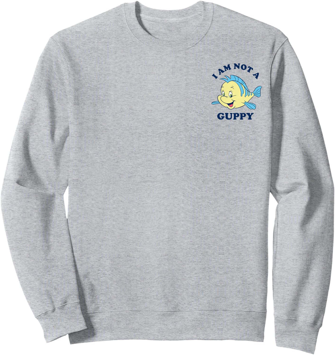 Disney The Little Mermaid Flounder I Am Not A Guppy Pocket Sweatshirt - Sweatshirt | Ash