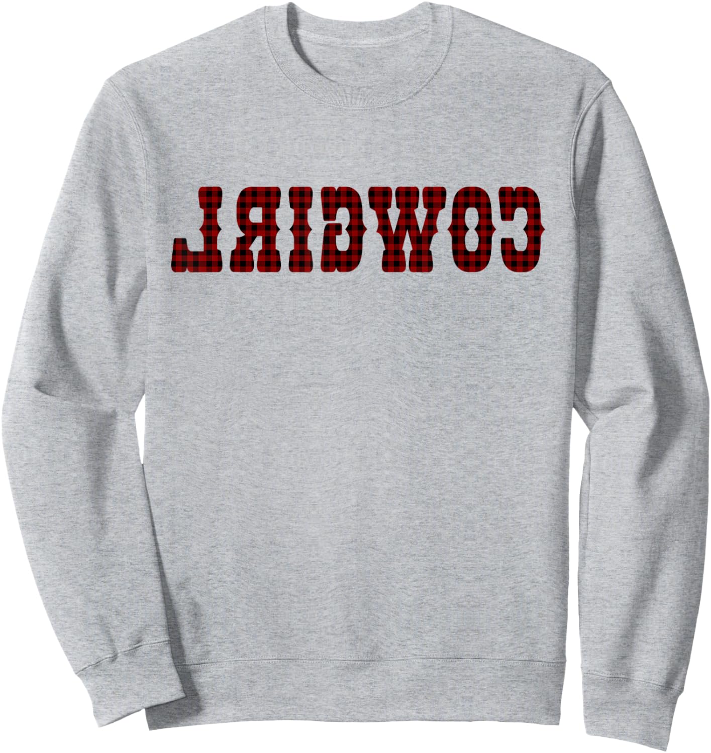 Country Funny Red Plaid Fall Buffalo Plaid Reverse Cowgirl Sweatshirt - Sweatshirt | Ash