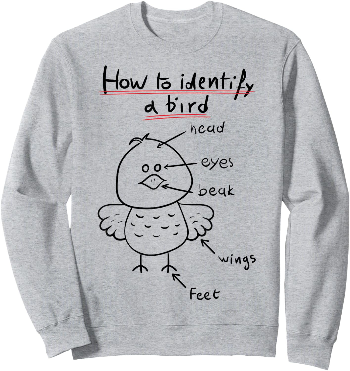 How To Identify A Bird, Funny Physiology Study Diagram Sweatshirt - Sweatshirt | Ash