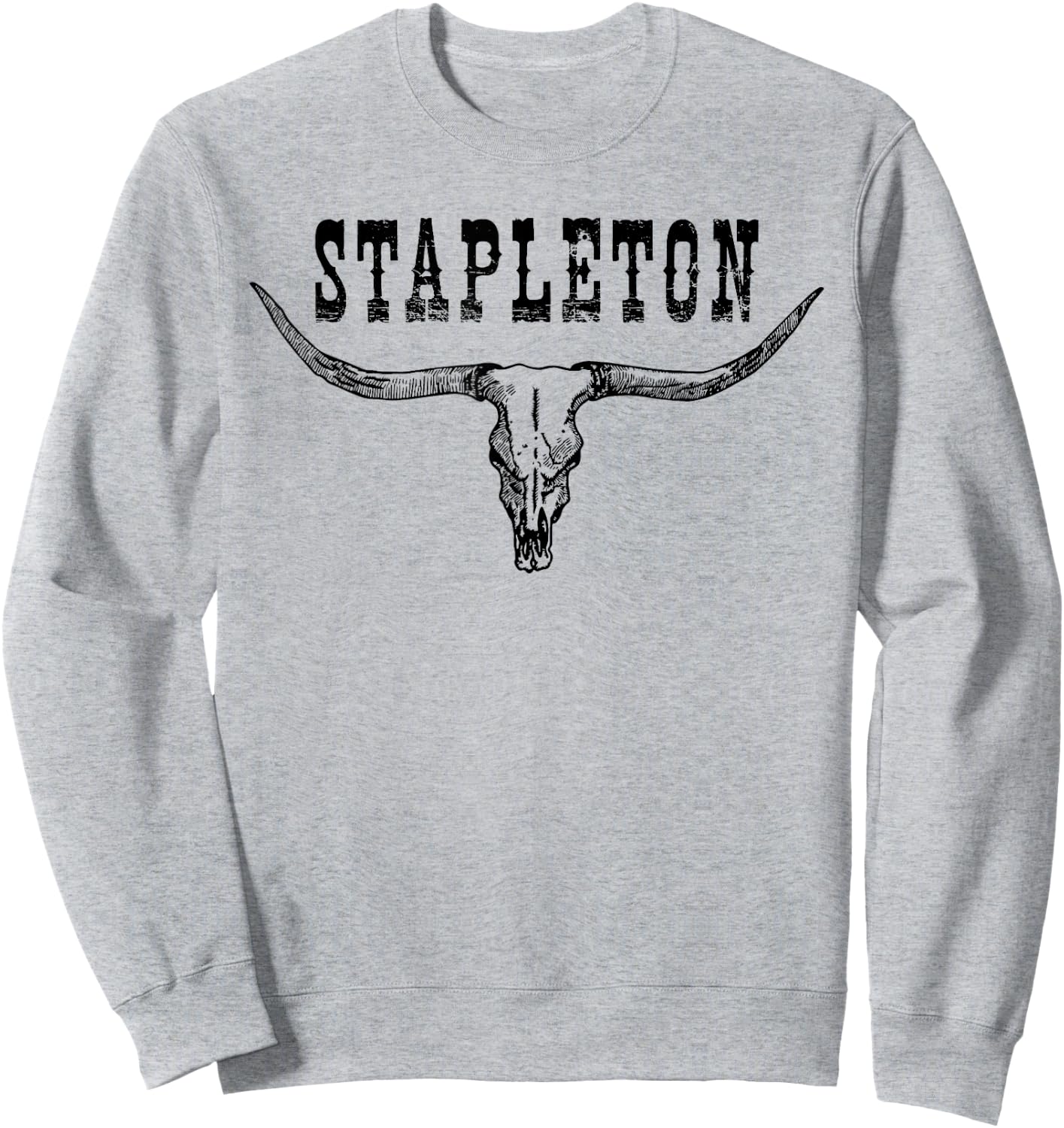 Western Stapleton Cow Skull Stapleton Punchy Cowboy Cowgirl Sweatshirt - Sweatshirt | Ash
