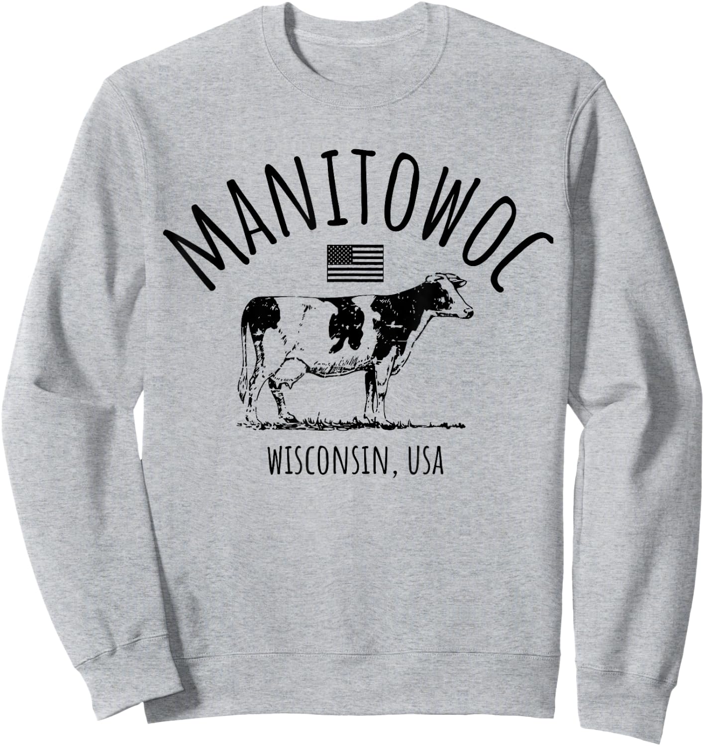 Manitowoc Wisconsin USA Retro Cow Vintage Style Design Sweatshirt - Sweatshirt | Ash