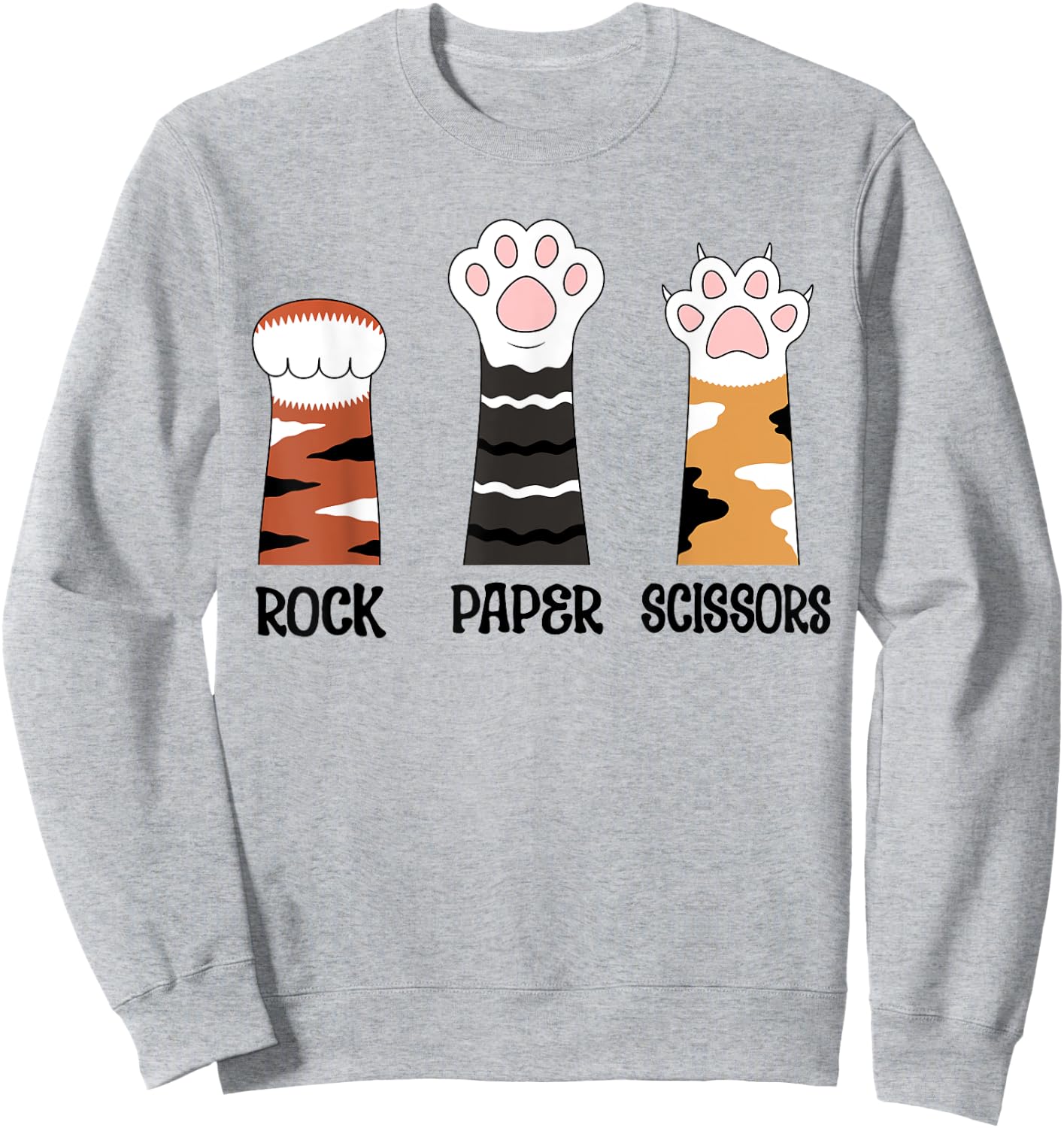 Funny Cat Paws Rock Paper Scissors Loves Playing Boys Kids Sweatshirt - Sweatshirt | Ash