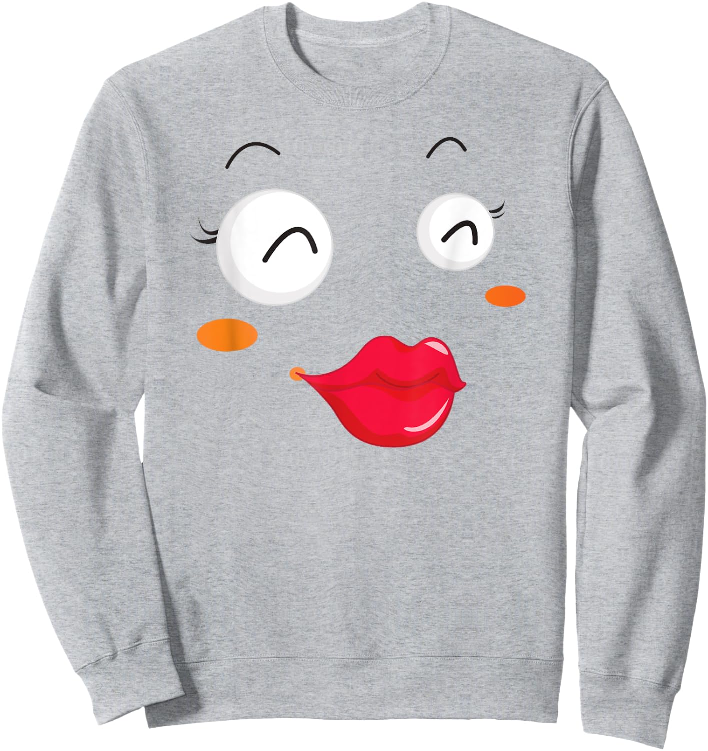Group Costume Team Outfit Woman Dress Kiss Lips Emoticon Sweatshirt - Sweatshirt | Ash