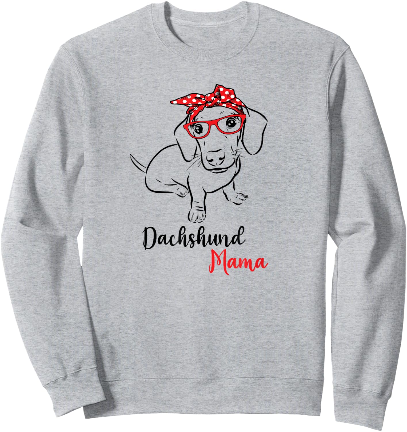 Cute Red Bandana Glasses Mom Lover Dachshund Mama Sweatshirt - Sweatshirt | Ash