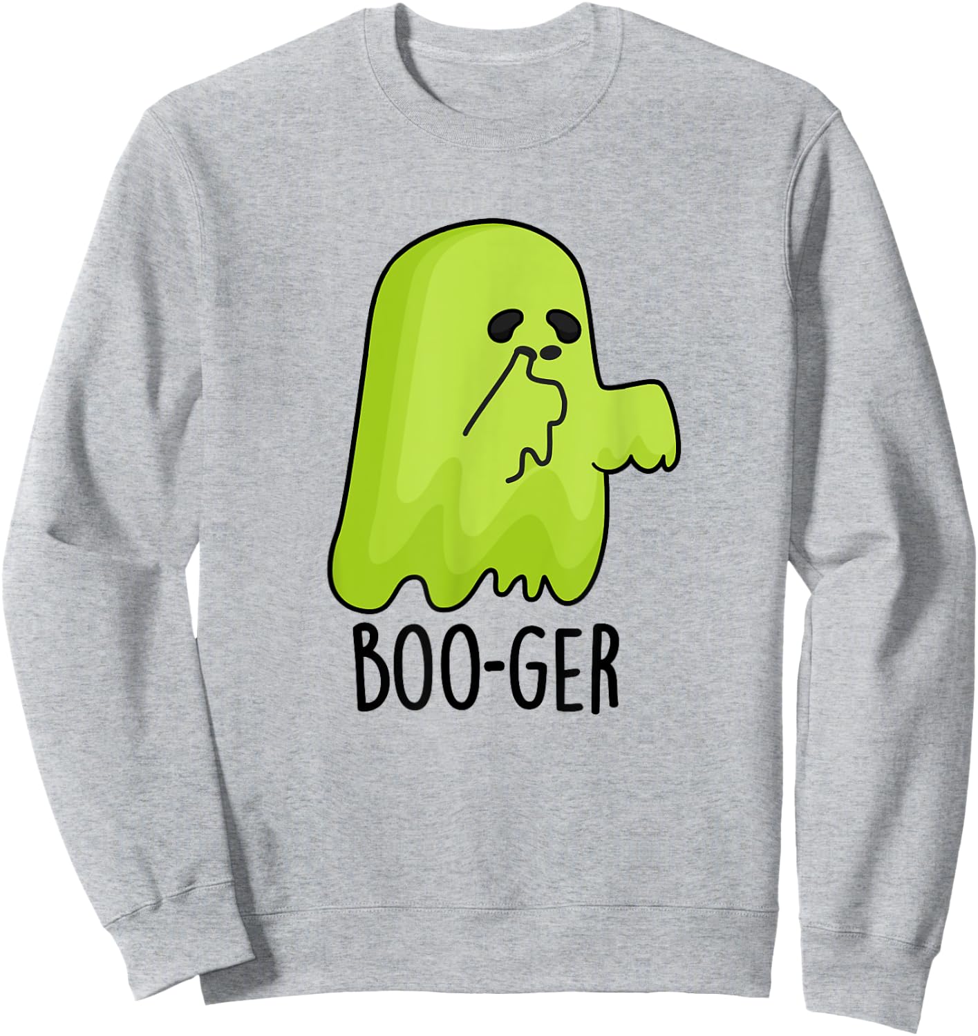 Boo-ger Funny Nose Picking Ghost Pun Sweatshirt - Sweatshirt | Ash