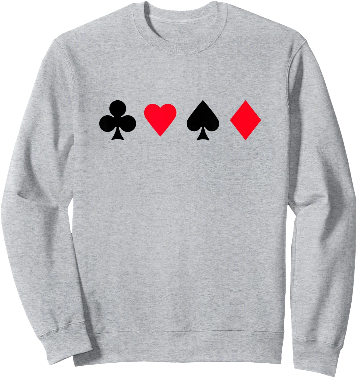 Clubs Spades Hearts Diamonds Playing Card Casino Sweatshirt - Sweatshirt | Ash